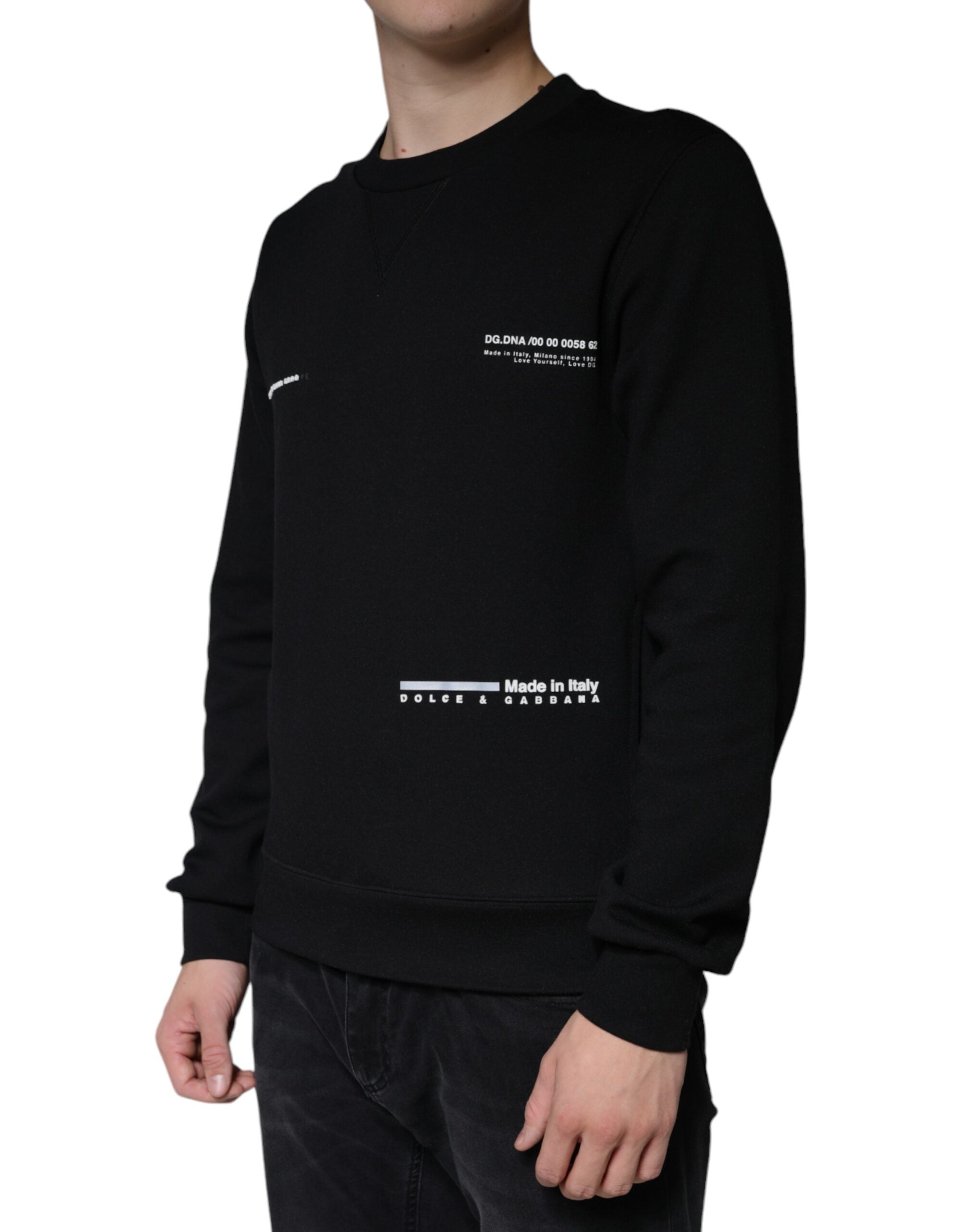 Dolce & Gabbana Black Logo Print Crew Neck Sweatshirt Pullover-3