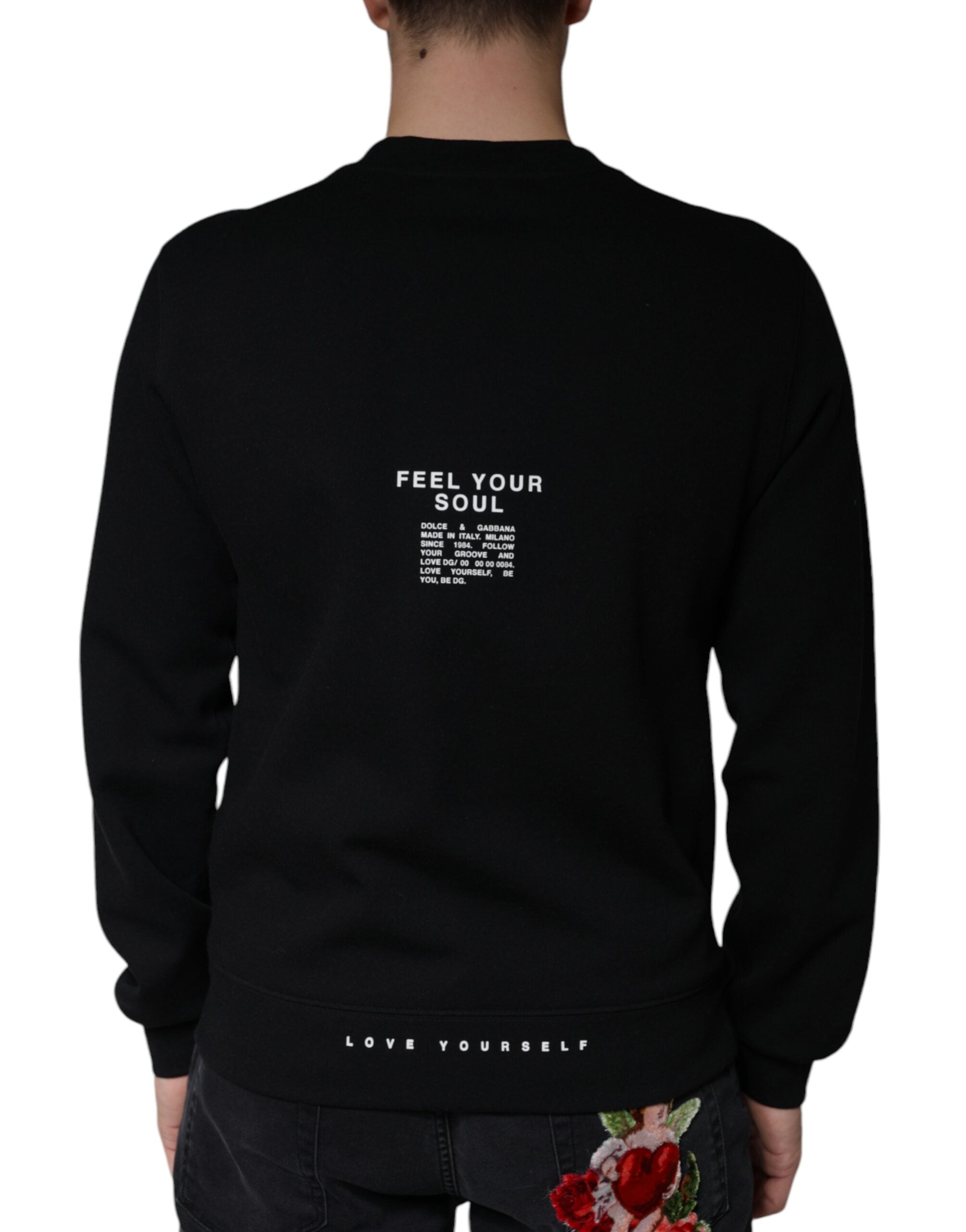 Dolce & Gabbana Black Logo Print Crew Neck Sweatshirt Pullover-4
