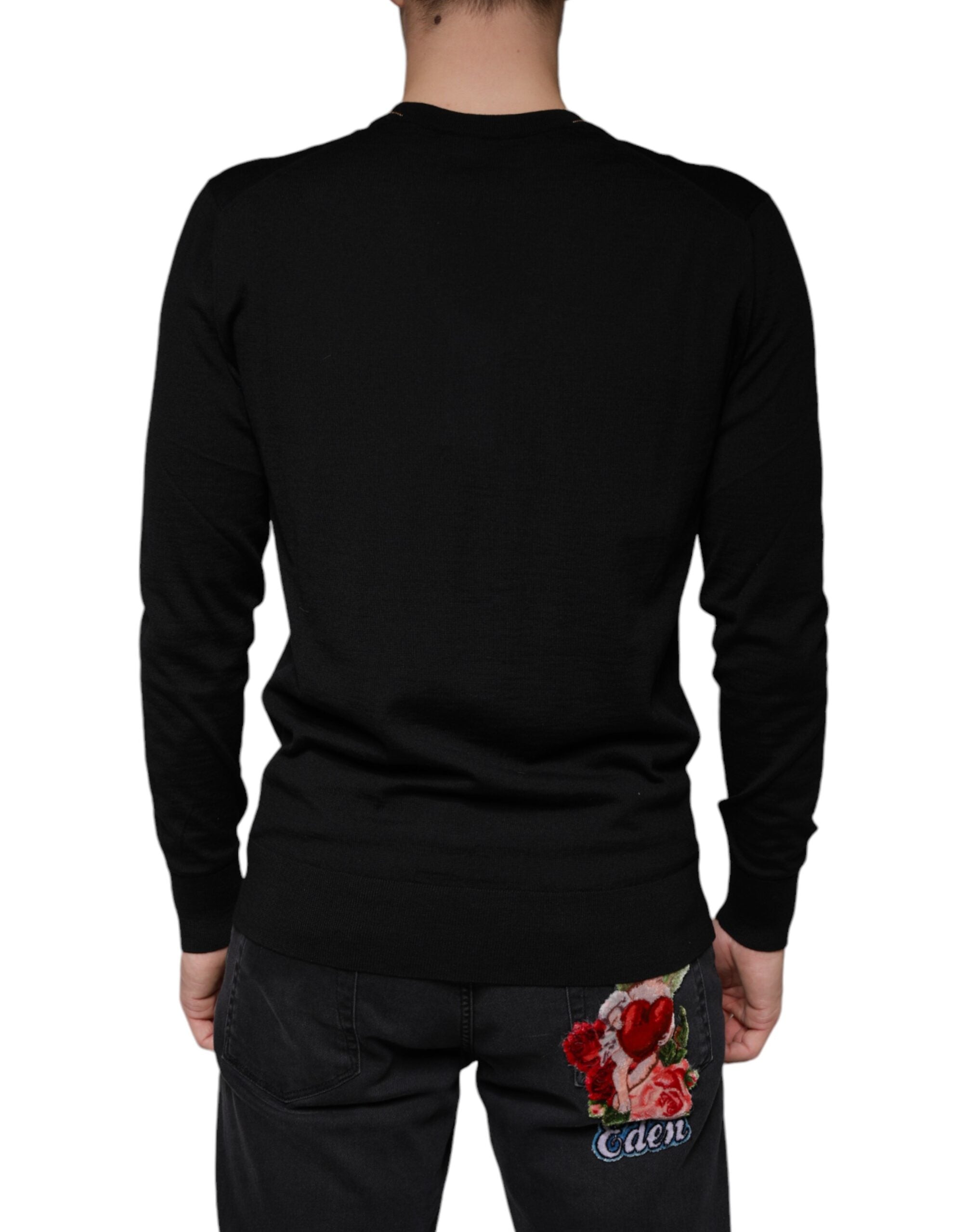 Dolce & Gabbana black sweater with embellished V-neck-4