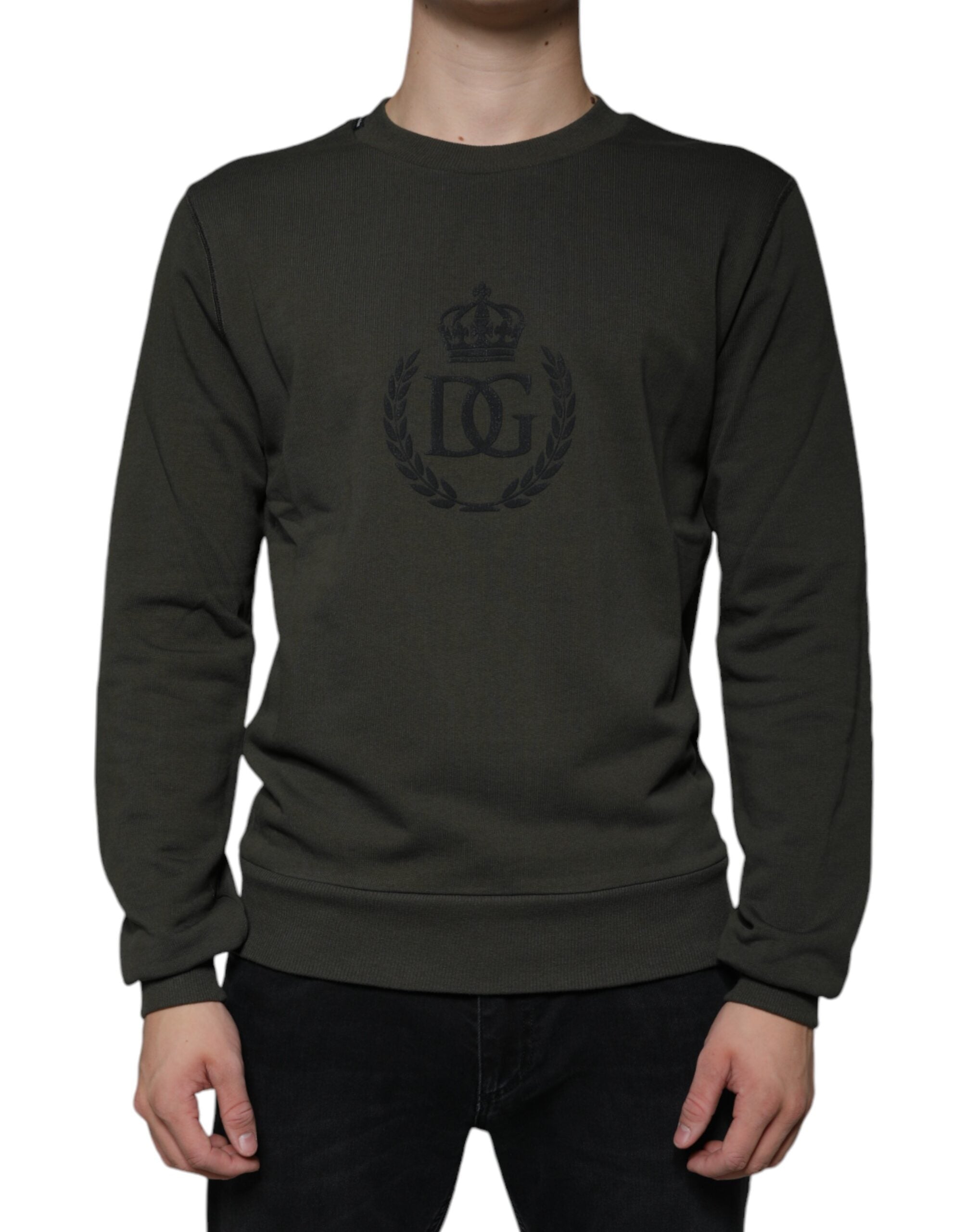 Dolce & Gabbana Army Green DG Crown Crew Neck Sweater-1