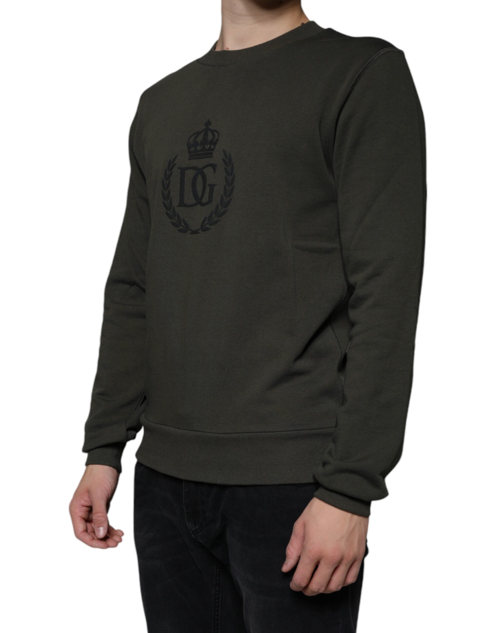 Dolce & Gabbana Army Green DG Crown Crew Neck Sweater-3