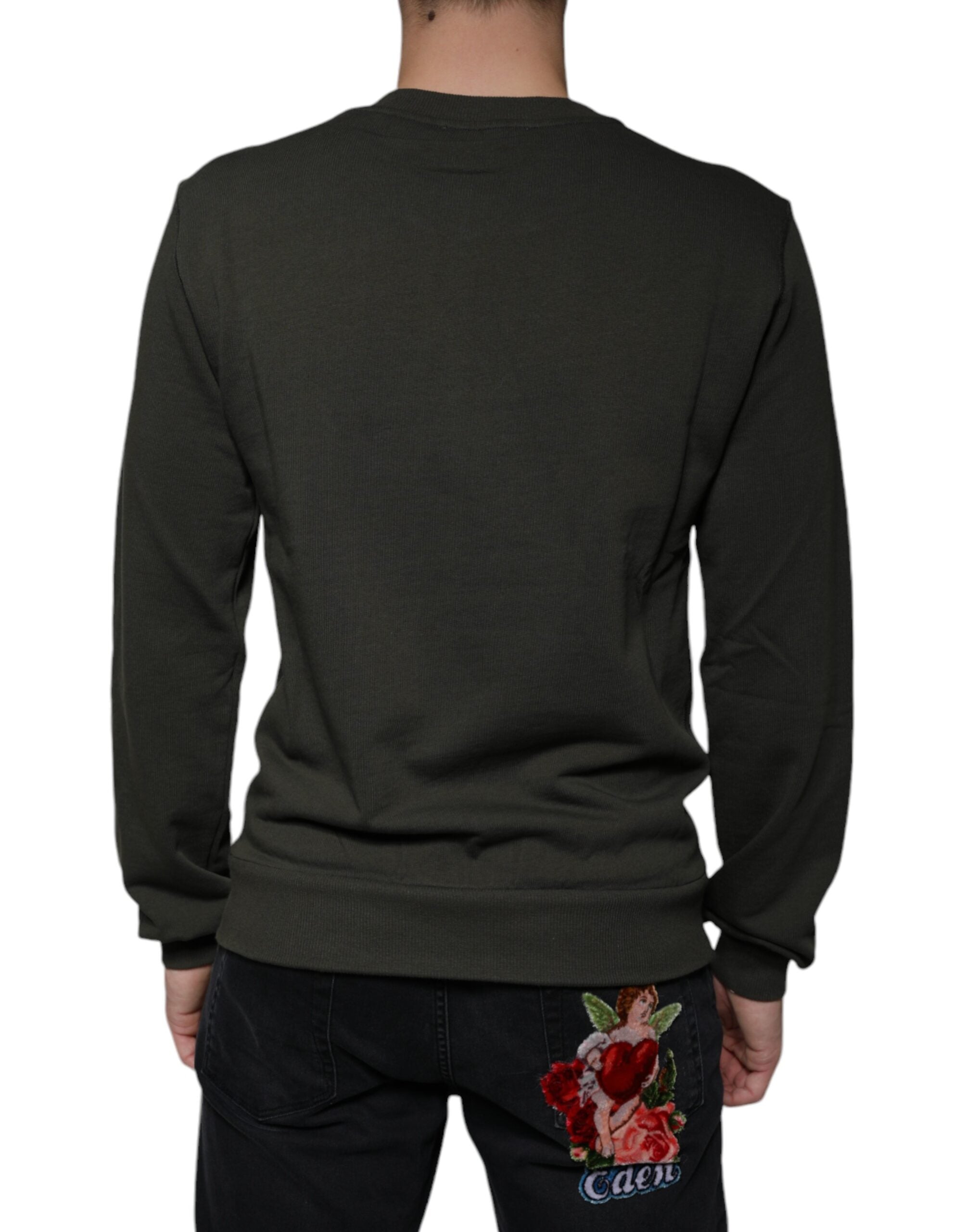 Dolce & Gabbana Army Green DG Crown Crew Neck Sweater-4