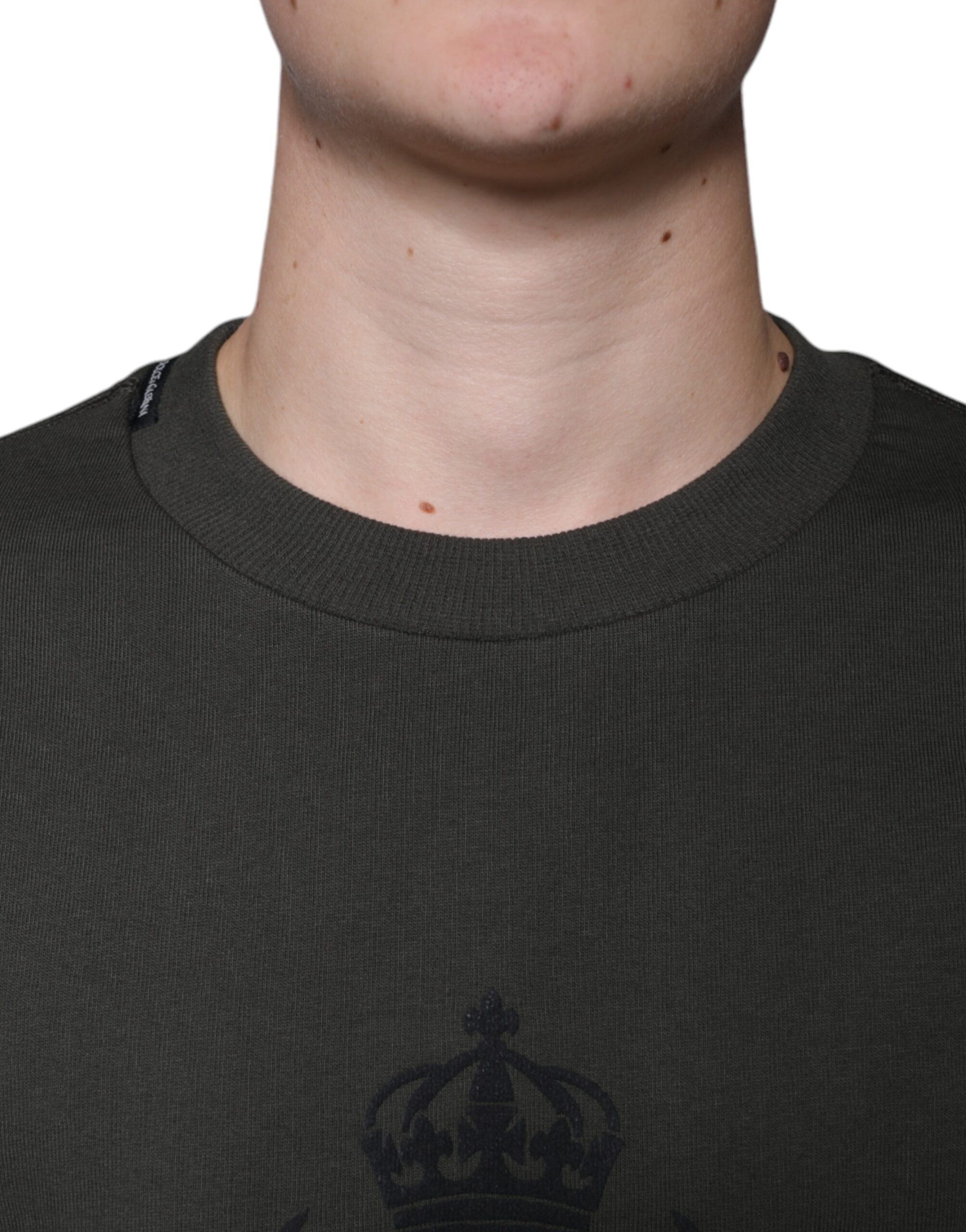 Dolce & Gabbana Army Green DG Crown Crew Neck Sweater-5