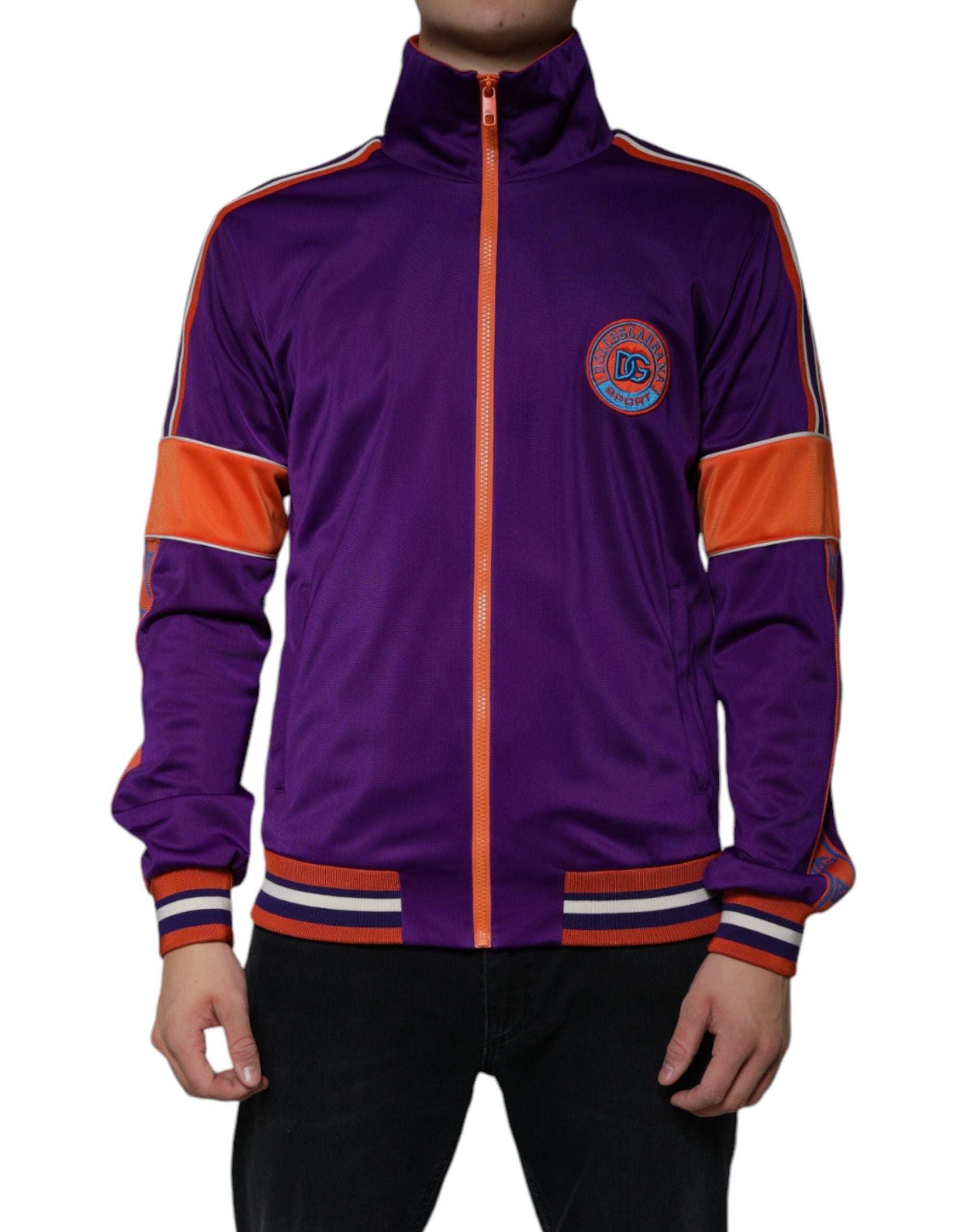 Dolce & Gabbana Purple Polyester Long-Sleeve Pullover with Zipper-2