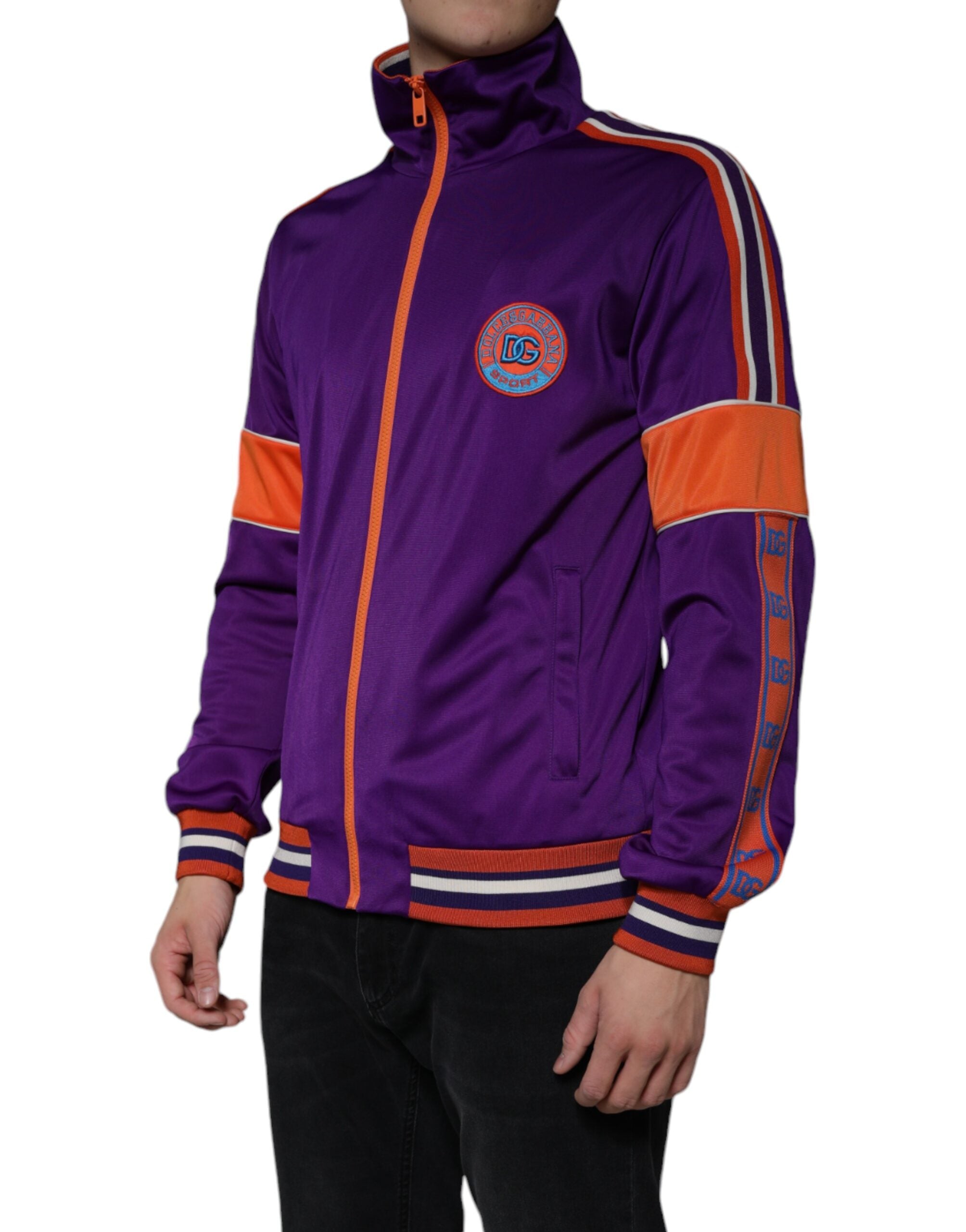 Dolce & Gabbana Purple Polyester Long-Sleeve Pullover with Zipper-3