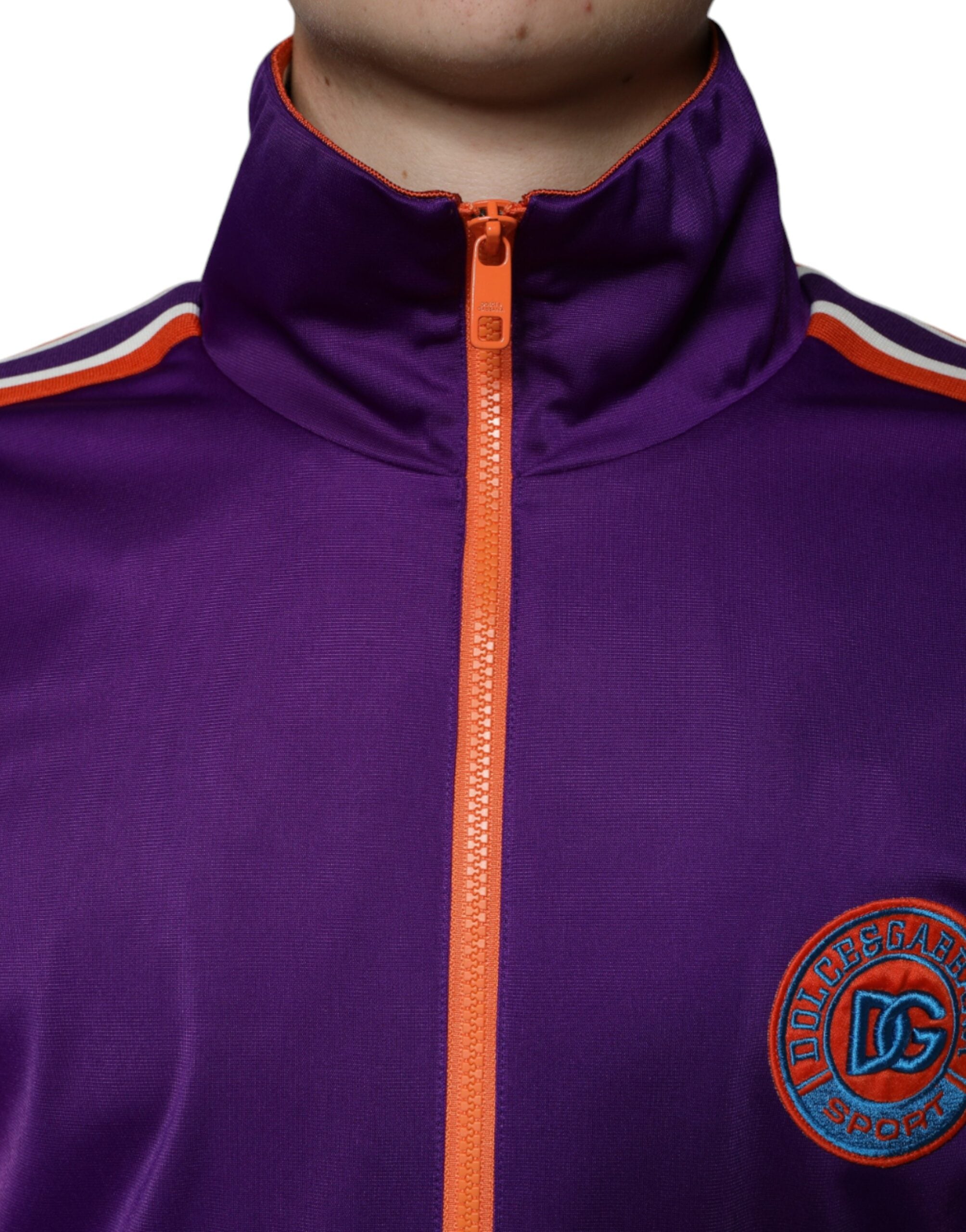 Dolce & Gabbana Purple Polyester Long-Sleeve Pullover with Zipper-5
