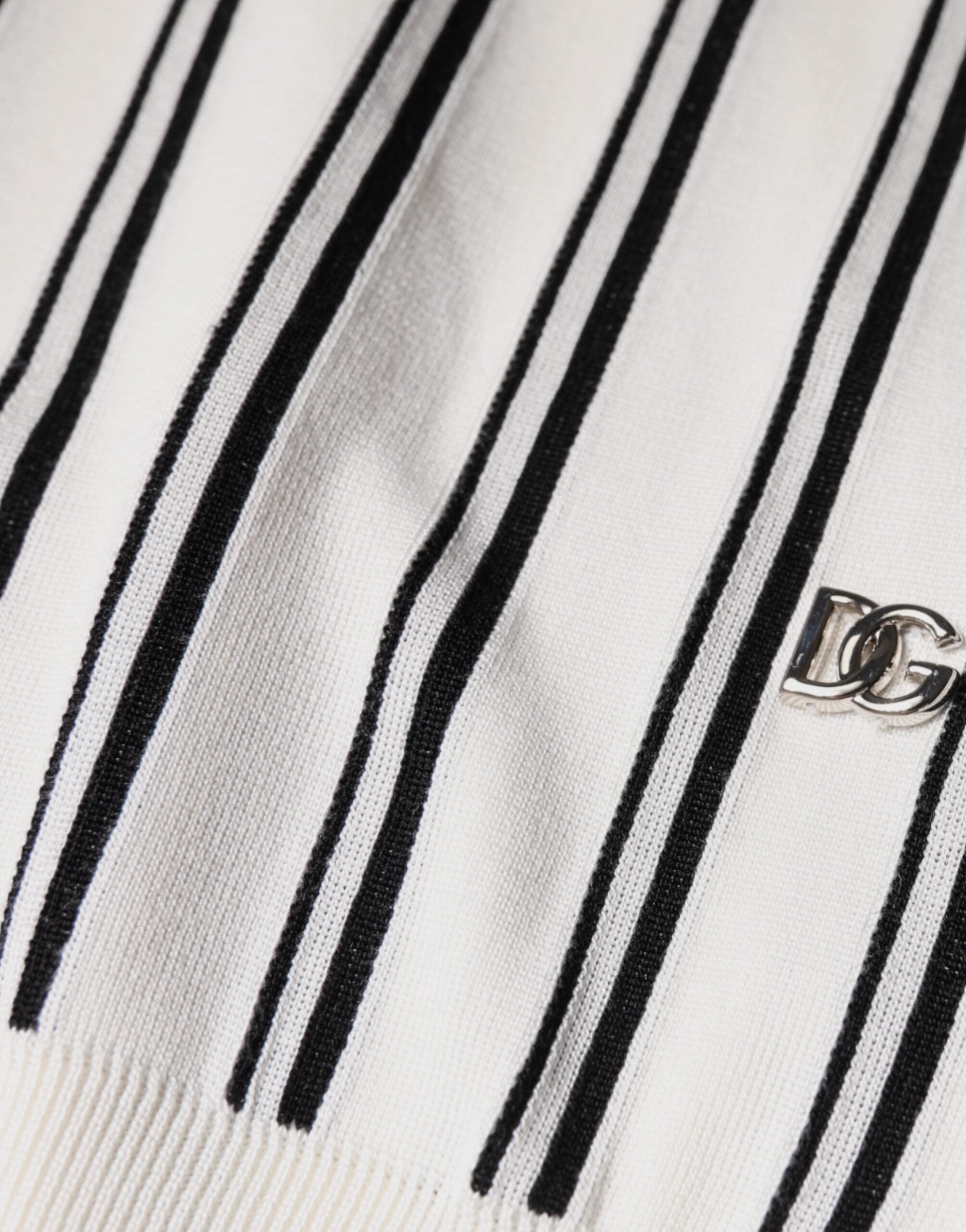 Dolce & Gabbana white and black striped short-sleeved polo shirt-8