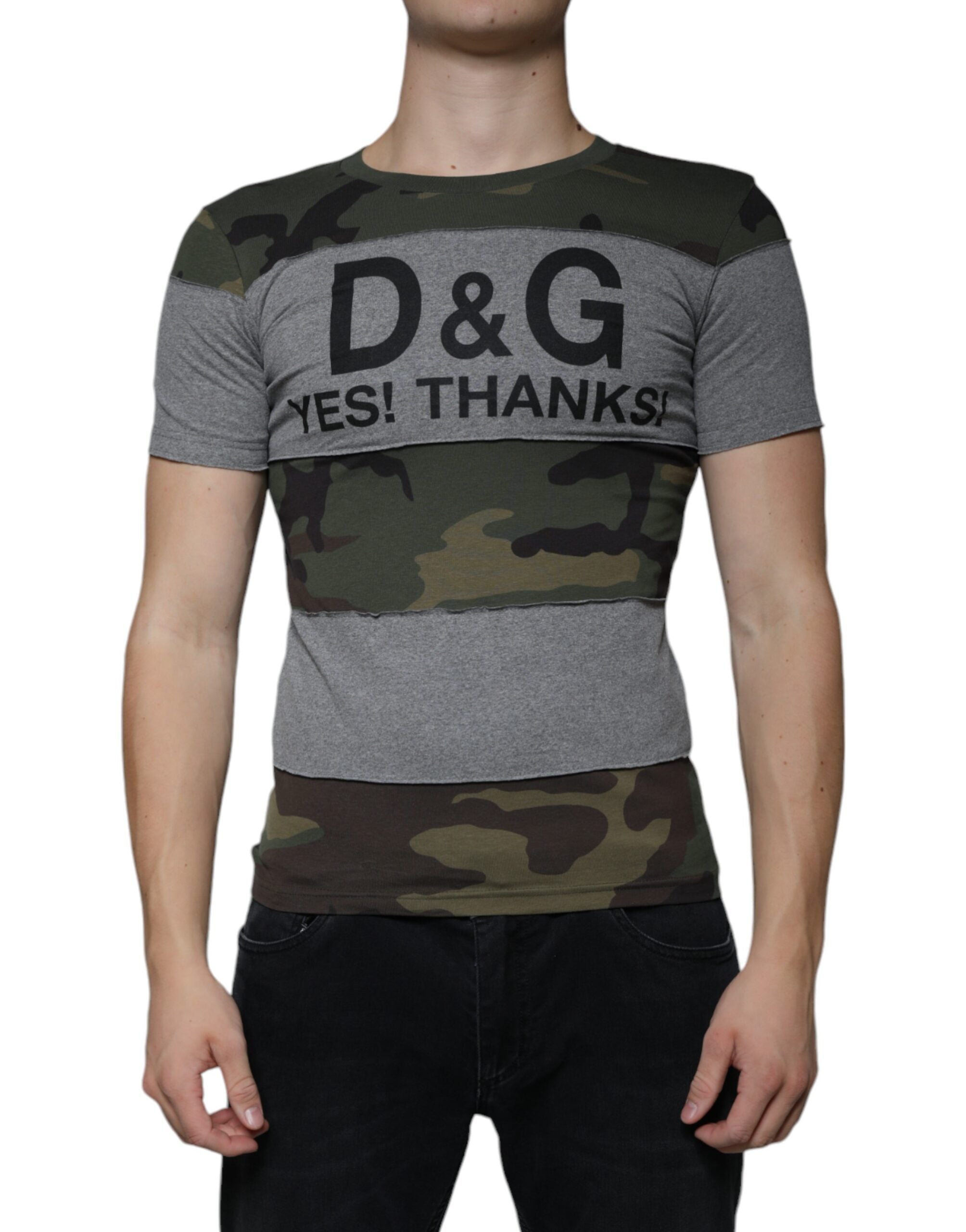 Dolce & Gabbana Multicolor Camouflage Round Neck Cotton T-Shirt-2