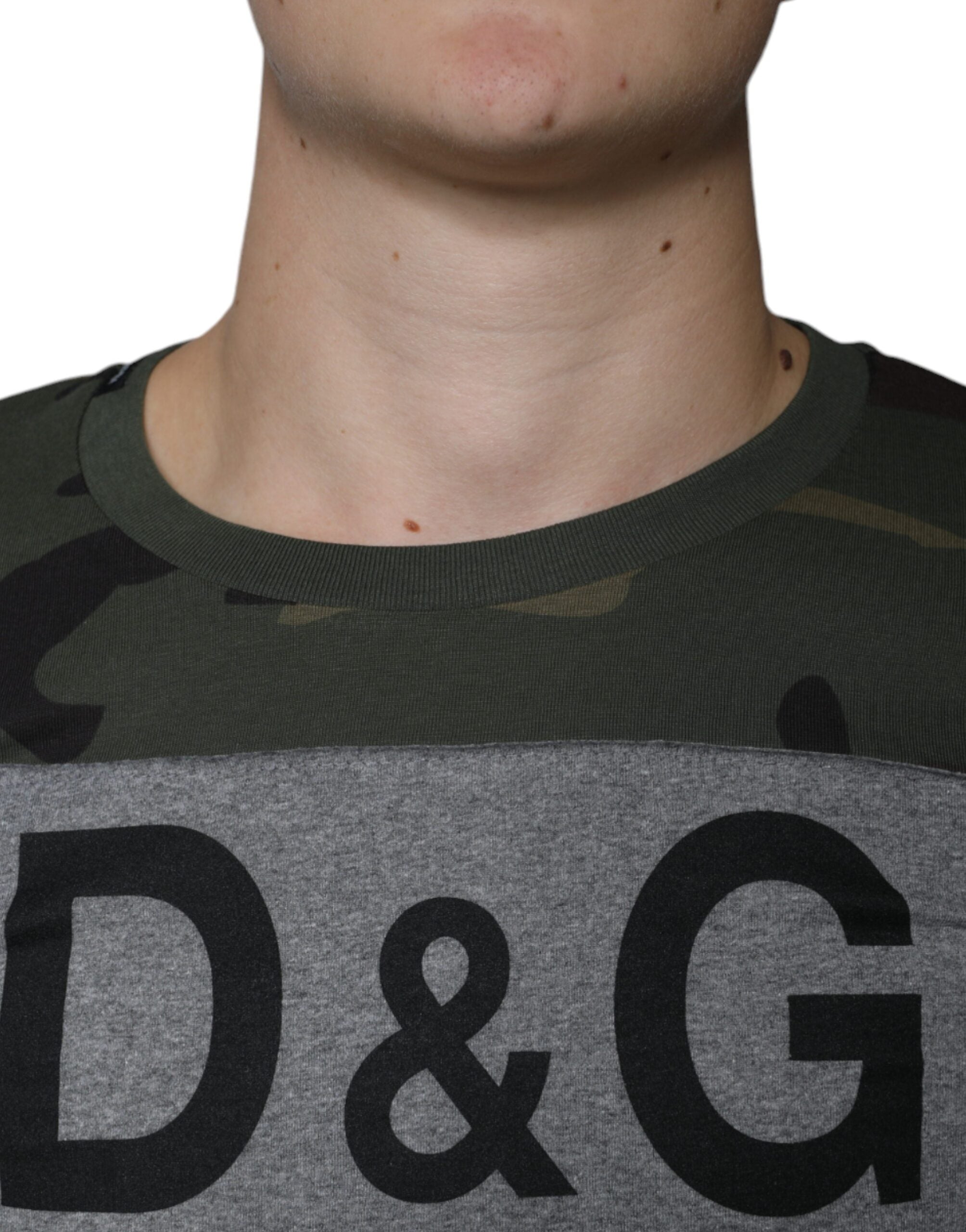 Dolce & Gabbana Multicolor Camouflage Round Neck Cotton T-Shirt-5