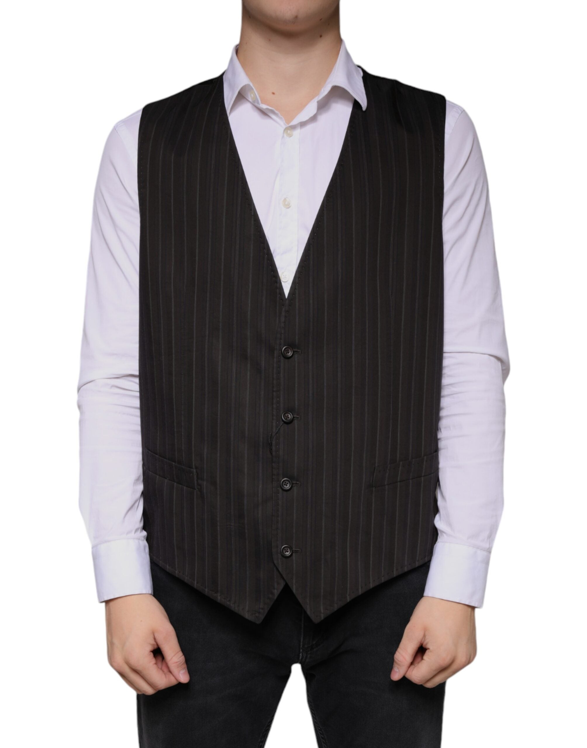 Dolce & Gabbana Schwarze Baumwollweste Kleid Formelle Weste-1