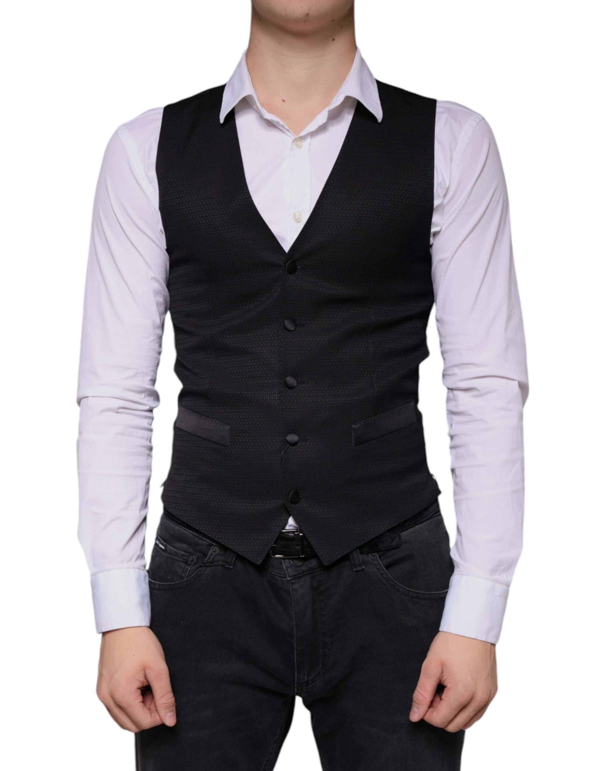 Dolce & Gabbana Schwarze Wollweste Kleid Formelle Weste-1