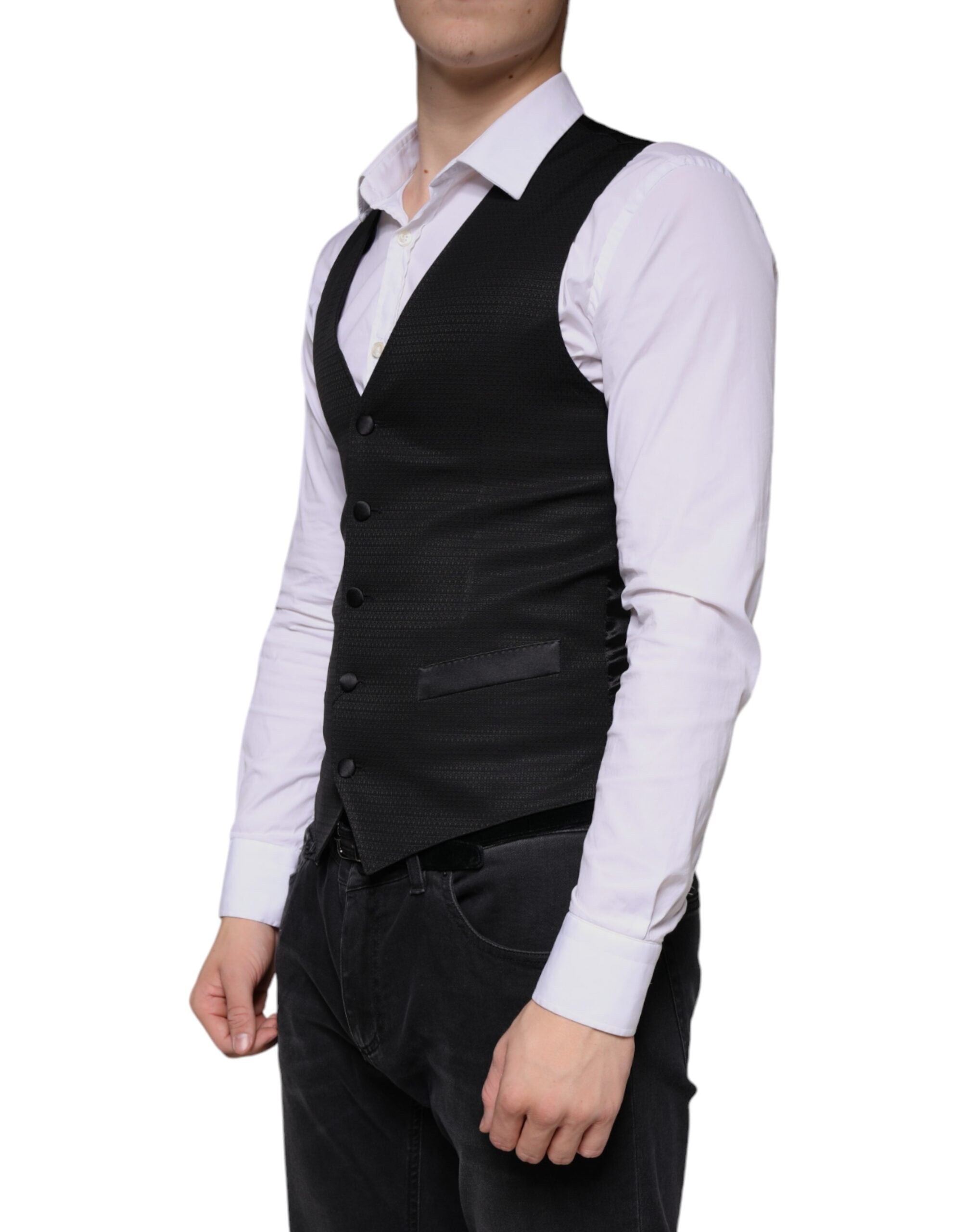 Dolce & Gabbana Schwarze Wollweste Kleid Formelle Weste-3