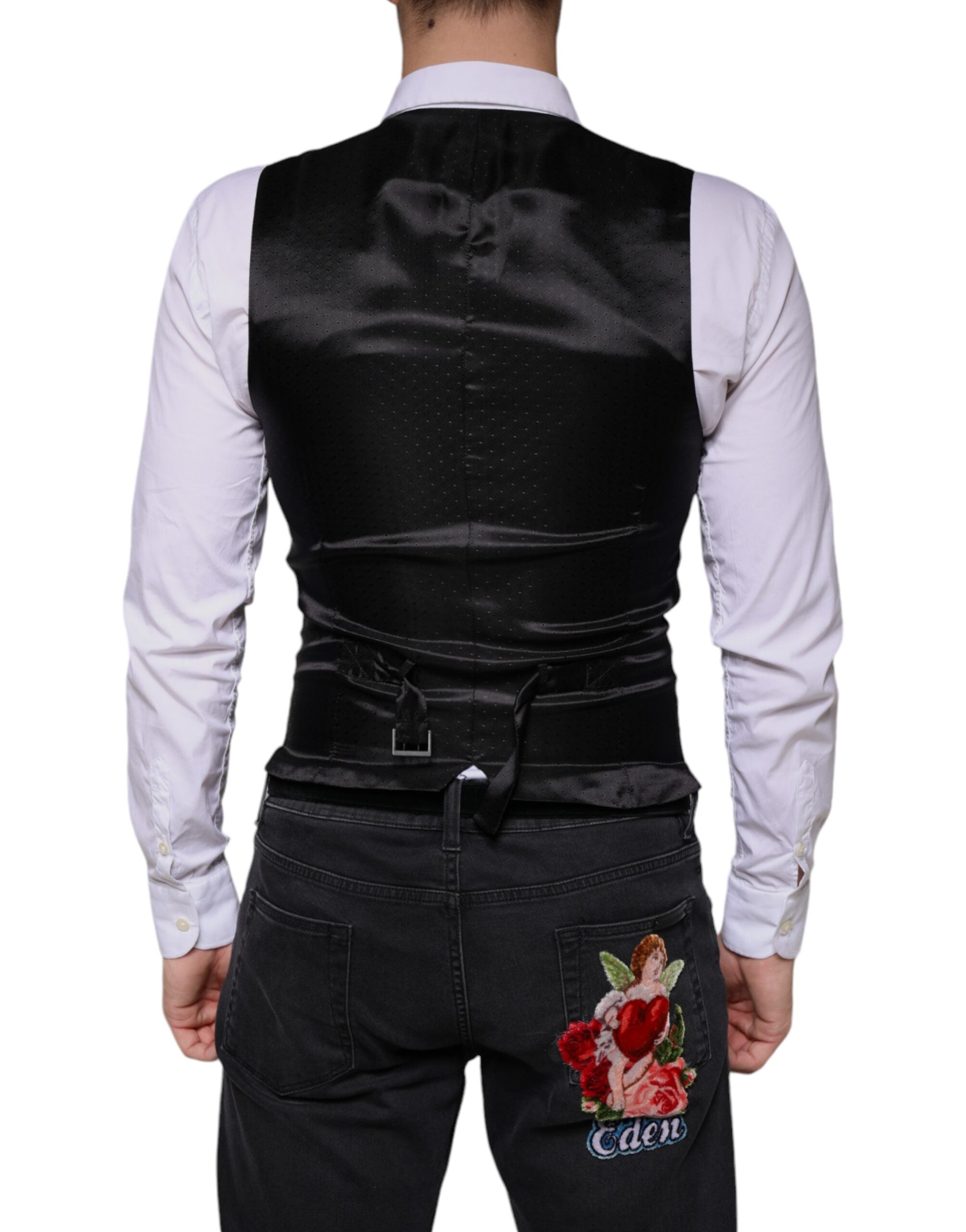 Dolce & Gabbana Schwarze Wollweste Kleid Formelle Weste-4