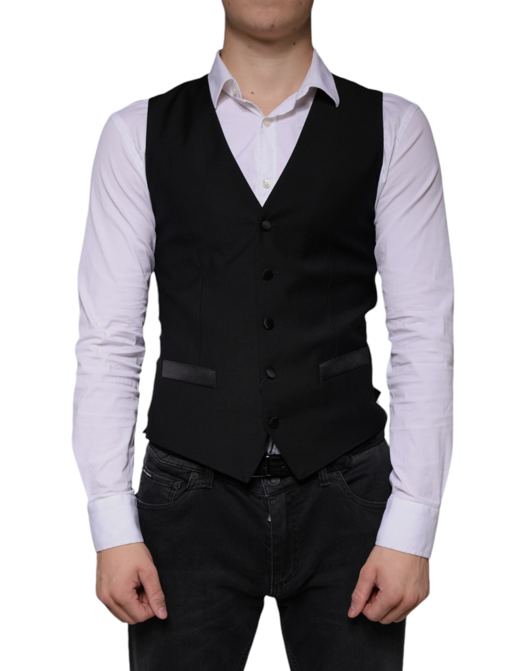 Dolce & Gabbana Schwarze Wollweste Kleid Formelle Weste-2