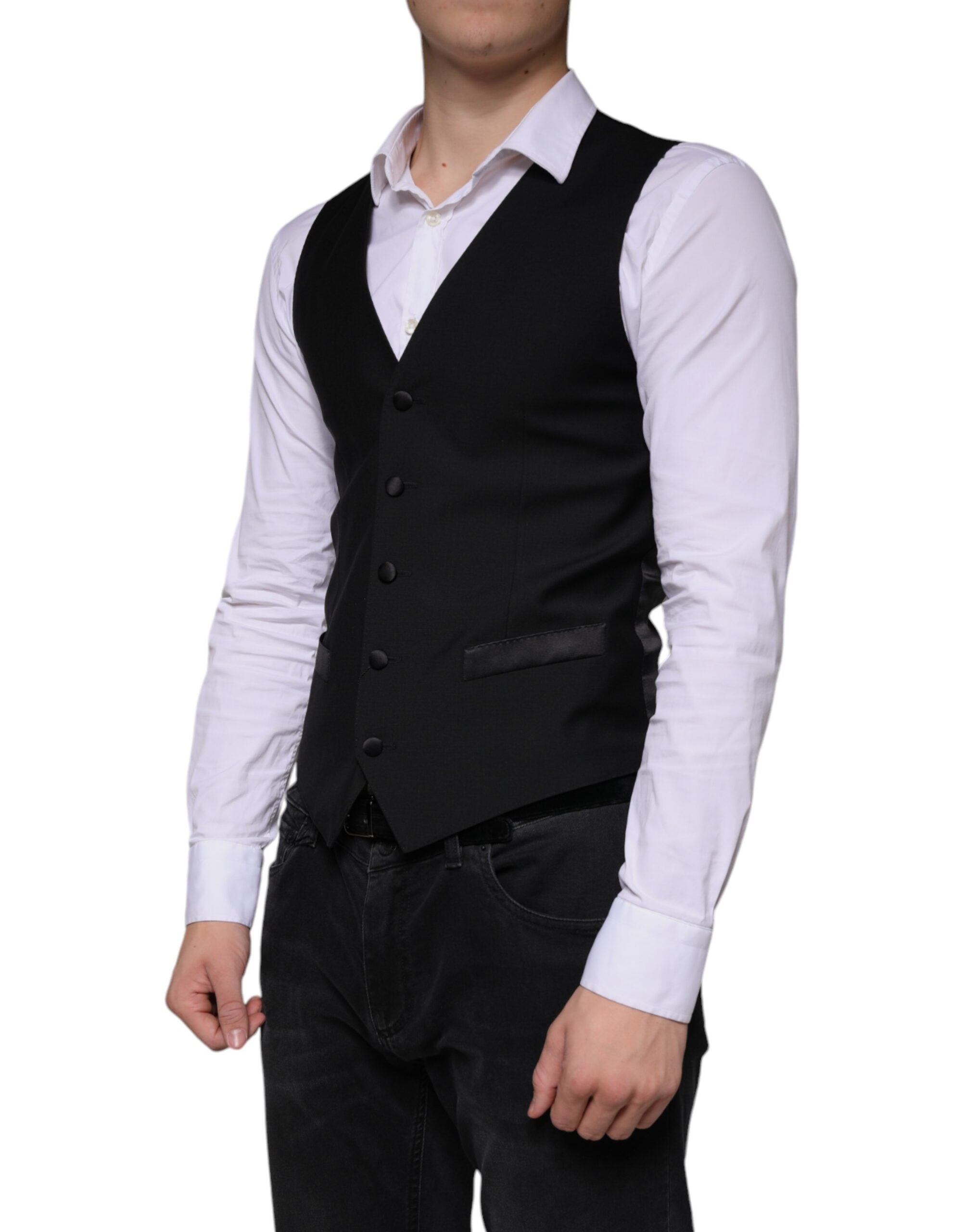 Dolce & Gabbana Schwarze Wollweste Kleid Formelle Weste-3
