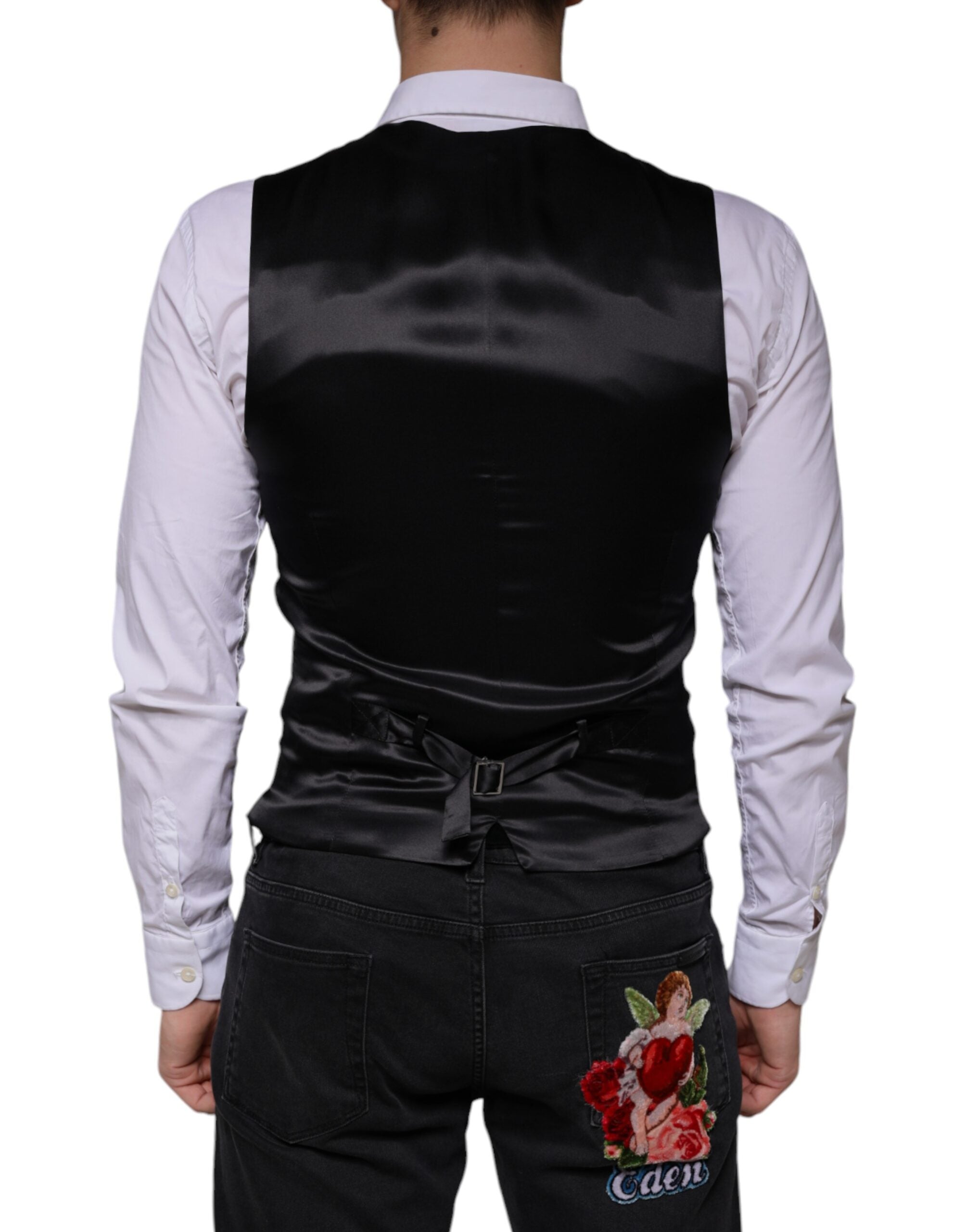 Dolce & Gabbana Schwarze Wollweste Kleid Formelle Weste-4