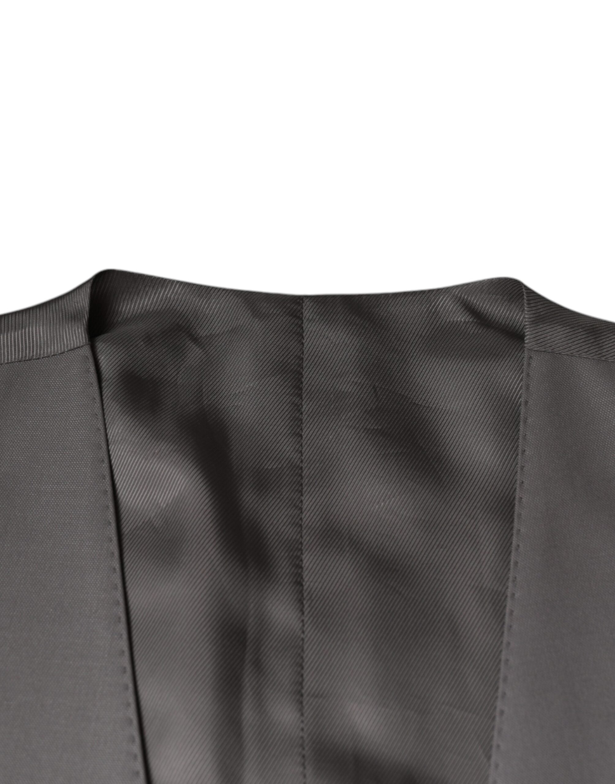 Dolce & Gabbana Hellgraue Wolle Formelle Kleid Weste Weste-7