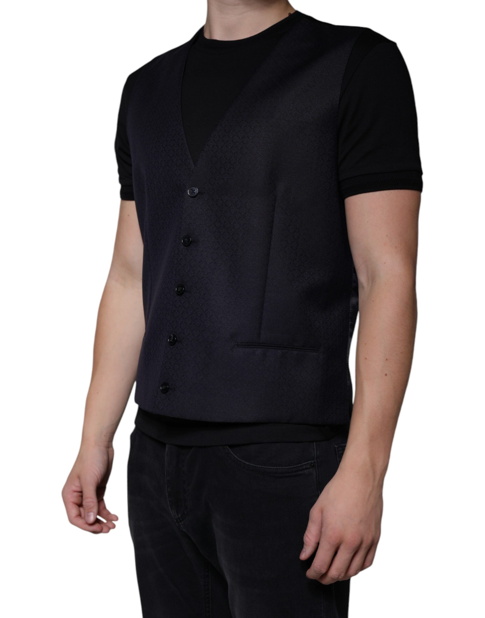 Dolce & Gabbana Schwarze Wollweste Kleid Formelle Weste-3