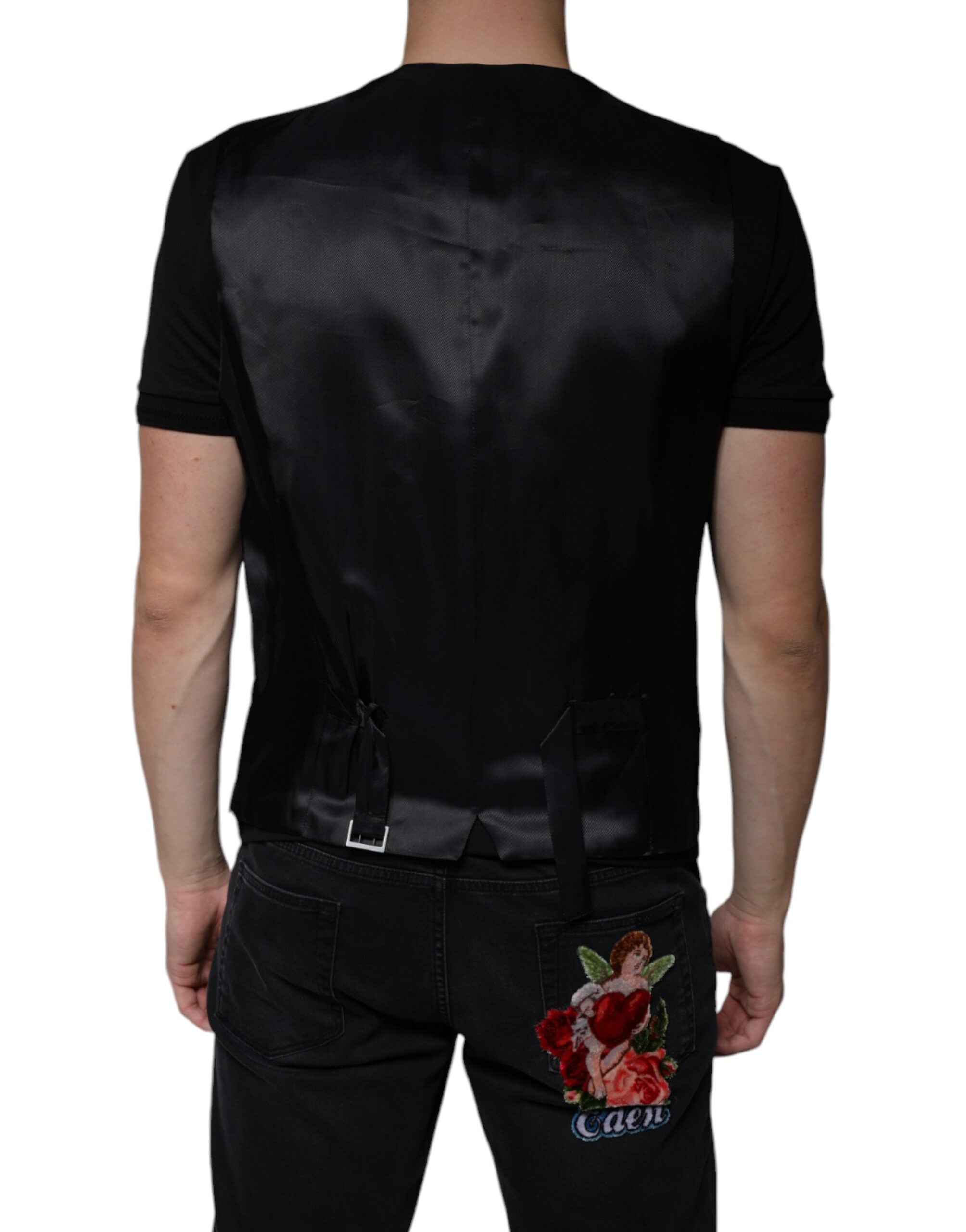 Dolce & Gabbana Schwarze Wollweste Kleid Formelle Weste-4