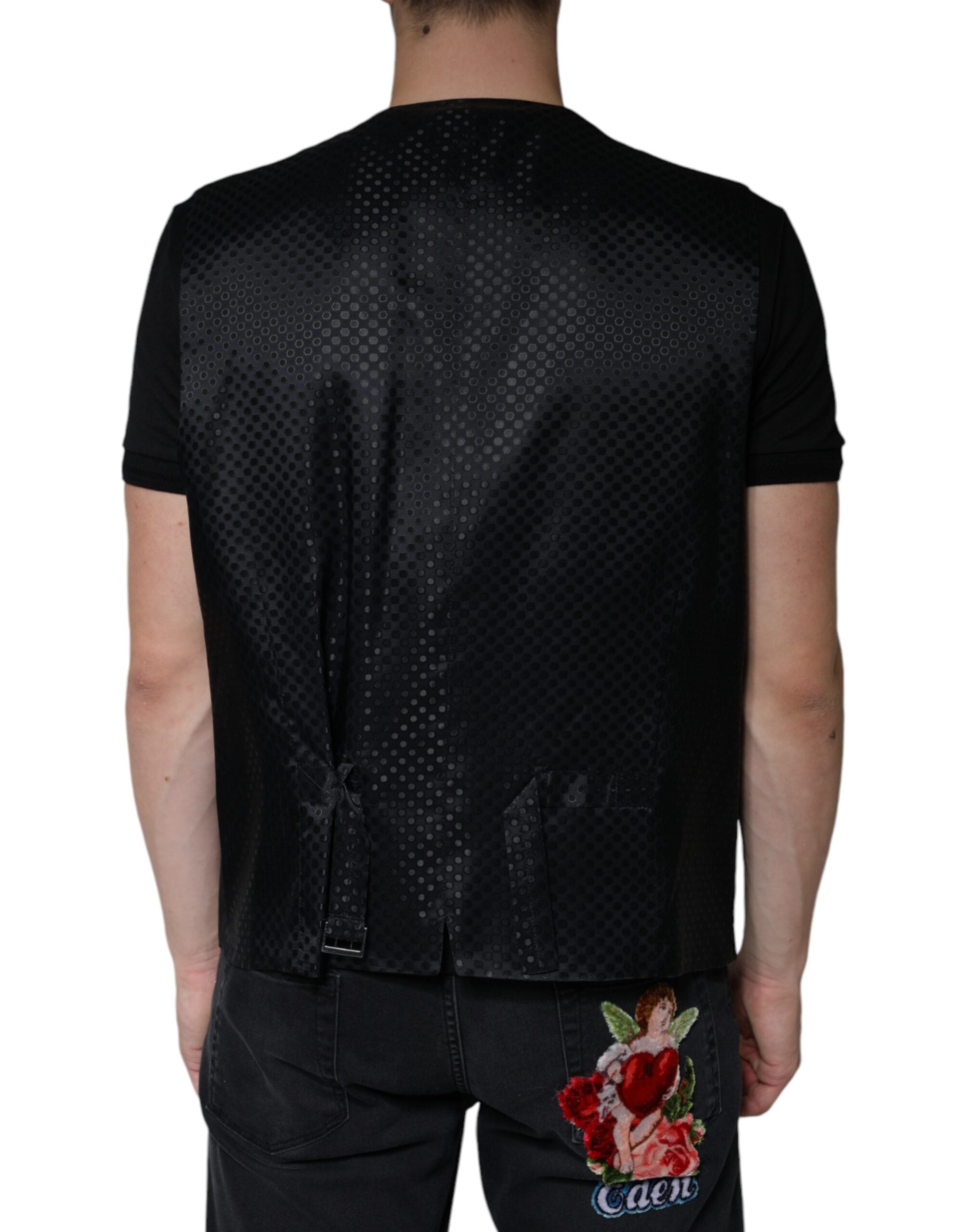 Dolce & Gabbana Black Wool Vest Dress Formal Vest-4