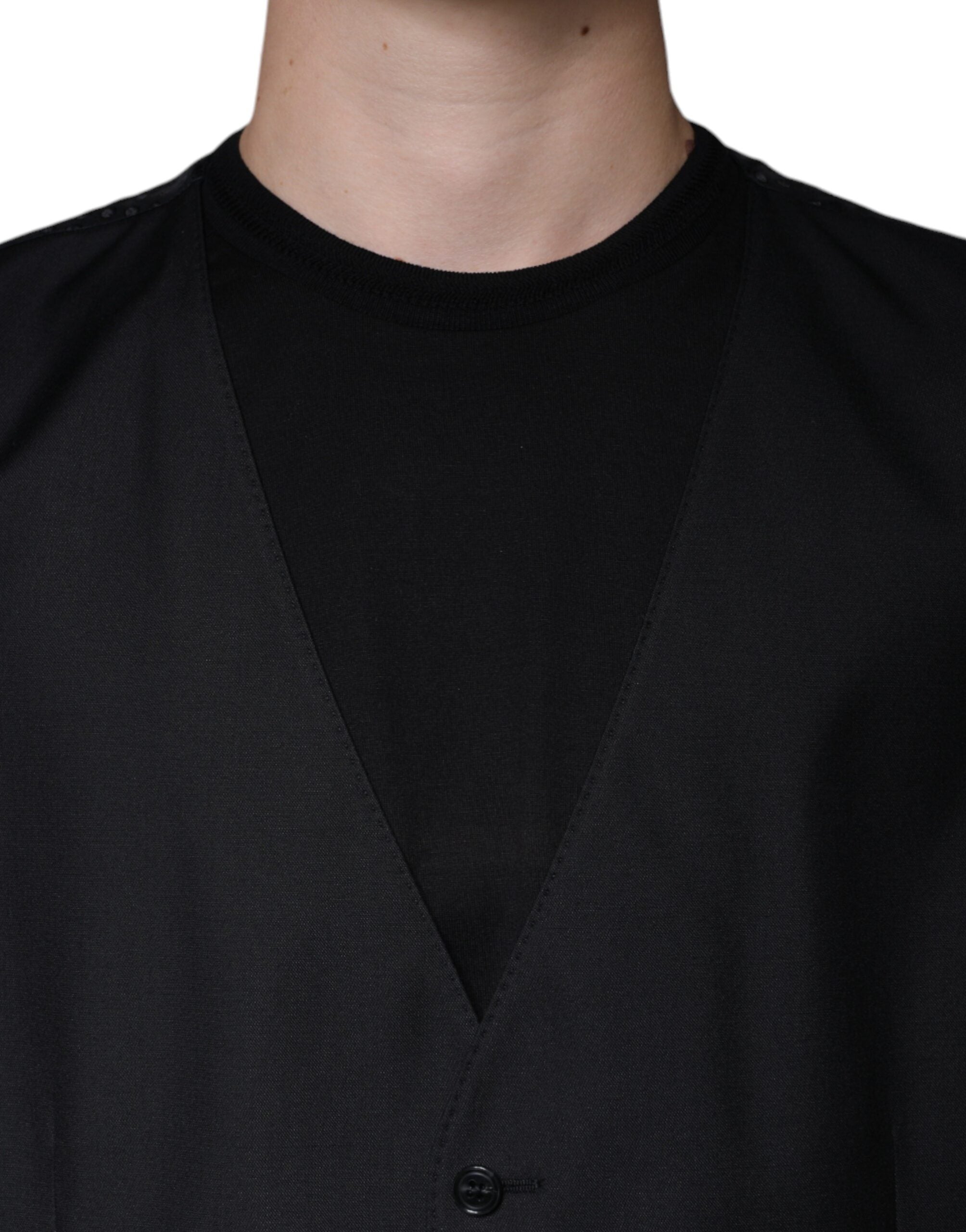 Dolce & Gabbana Black Wool Vest Dress Formal Vest-5
