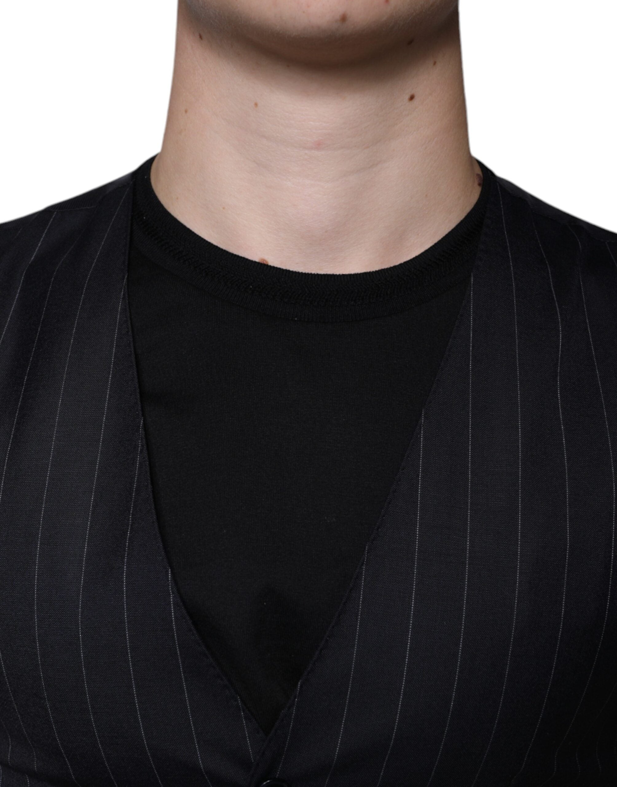 Dolce & Gabbana Black Leather Vest Dress Formal Vest-5