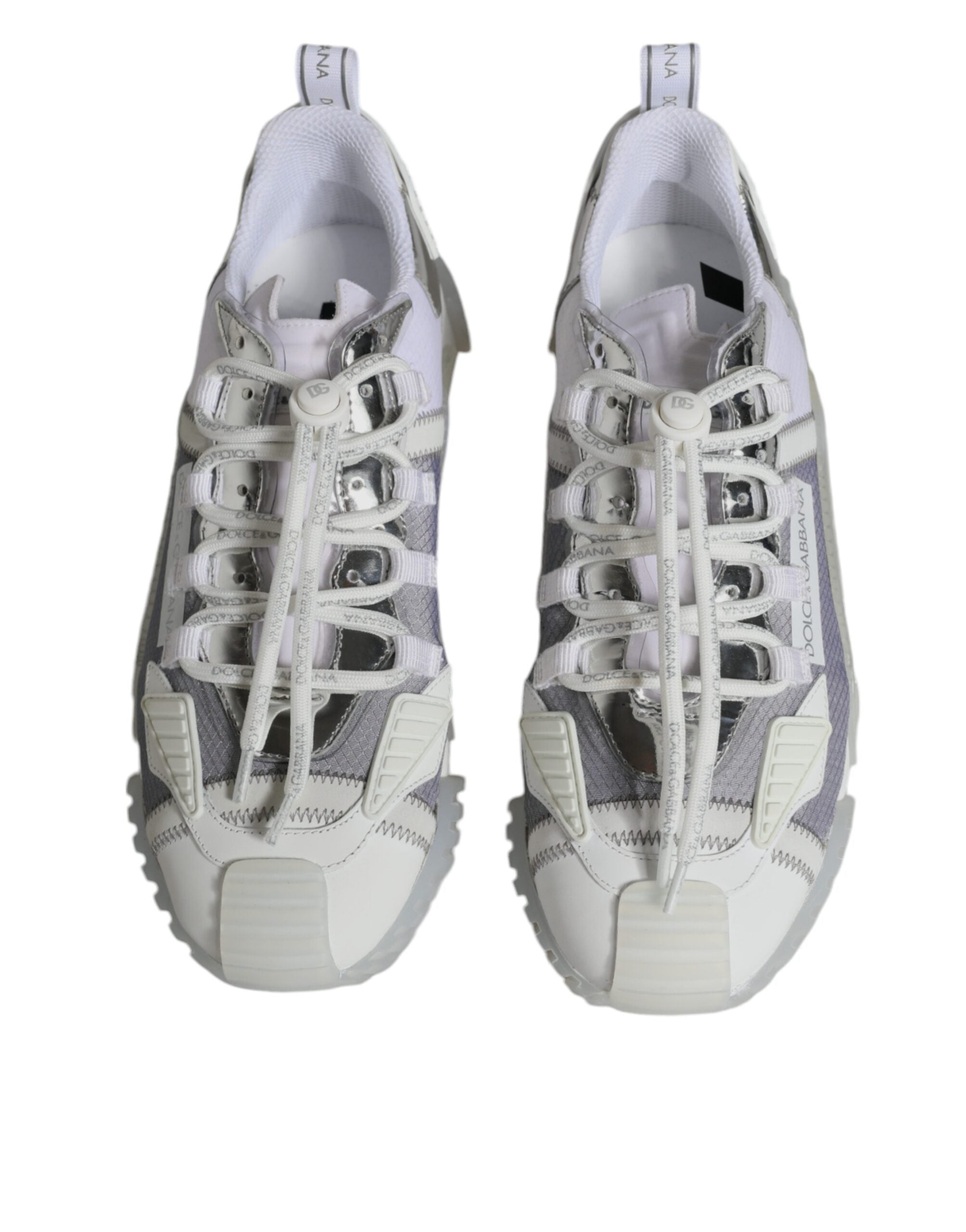 Dolce & Gabbana White Silver Low Top NS1 Sneakers Shoes-3