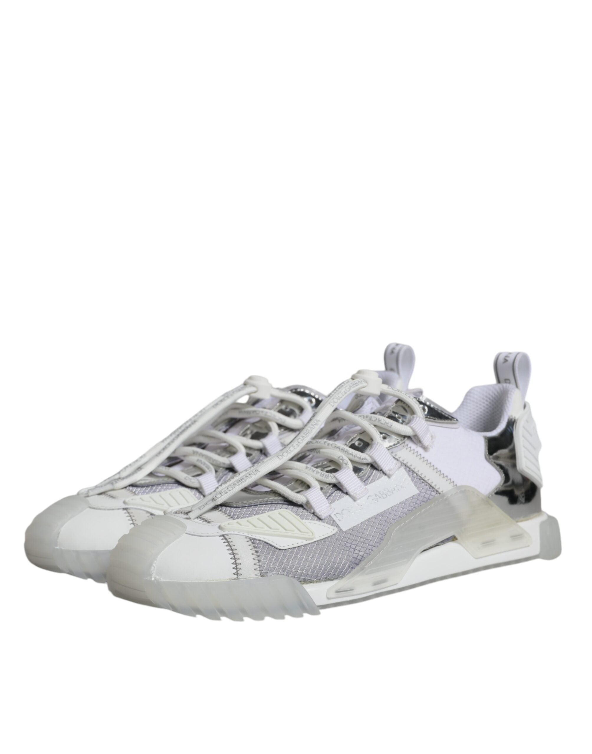 Dolce & Gabbana White Silver Low Top NS1 Sneakers Shoes-4