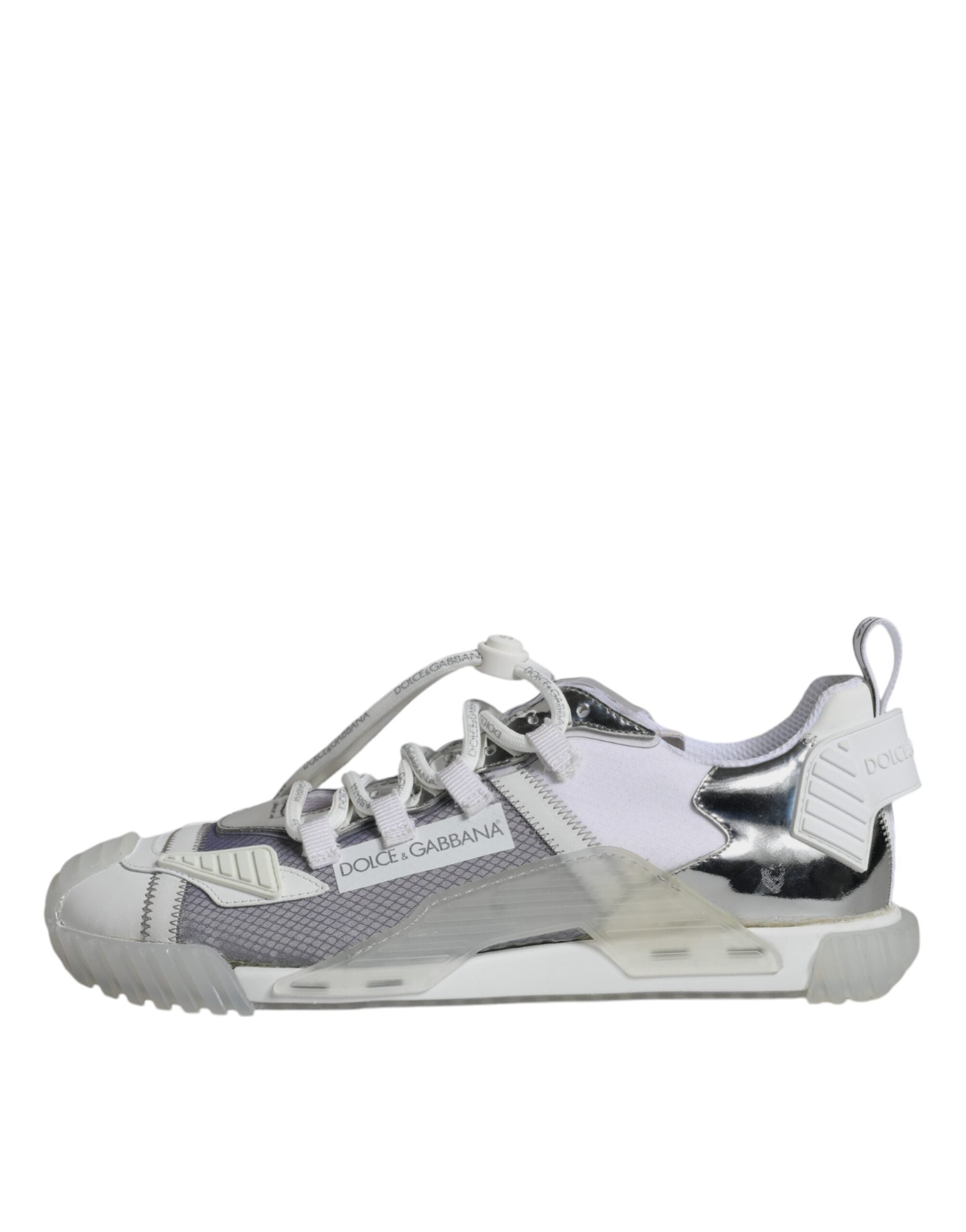 Dolce & Gabbana White Silver Low Top NS1 Sneakers Shoes-7