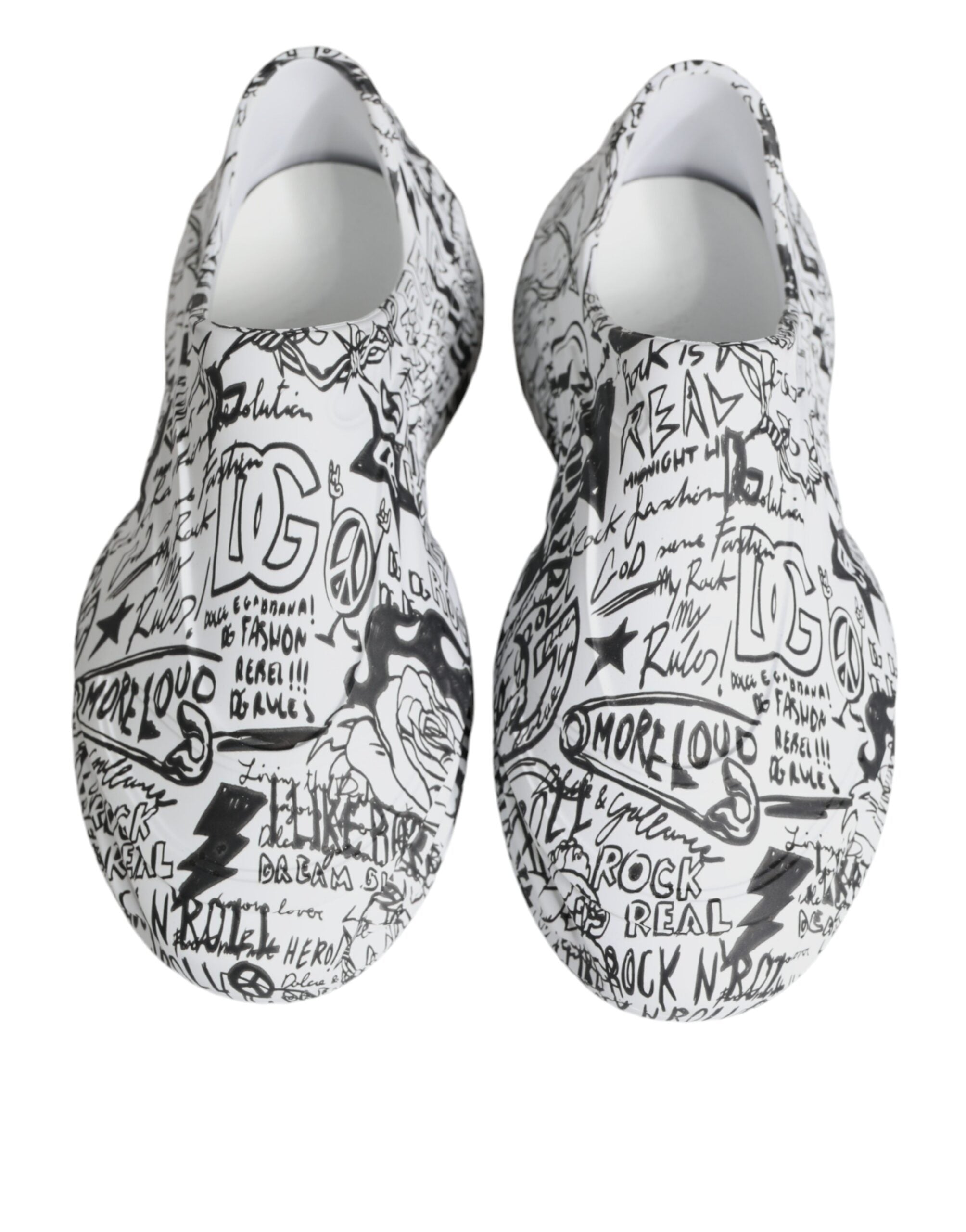 Dolce & Gabbana White Black Graffiti Daymaster Sneakers Shoes-3