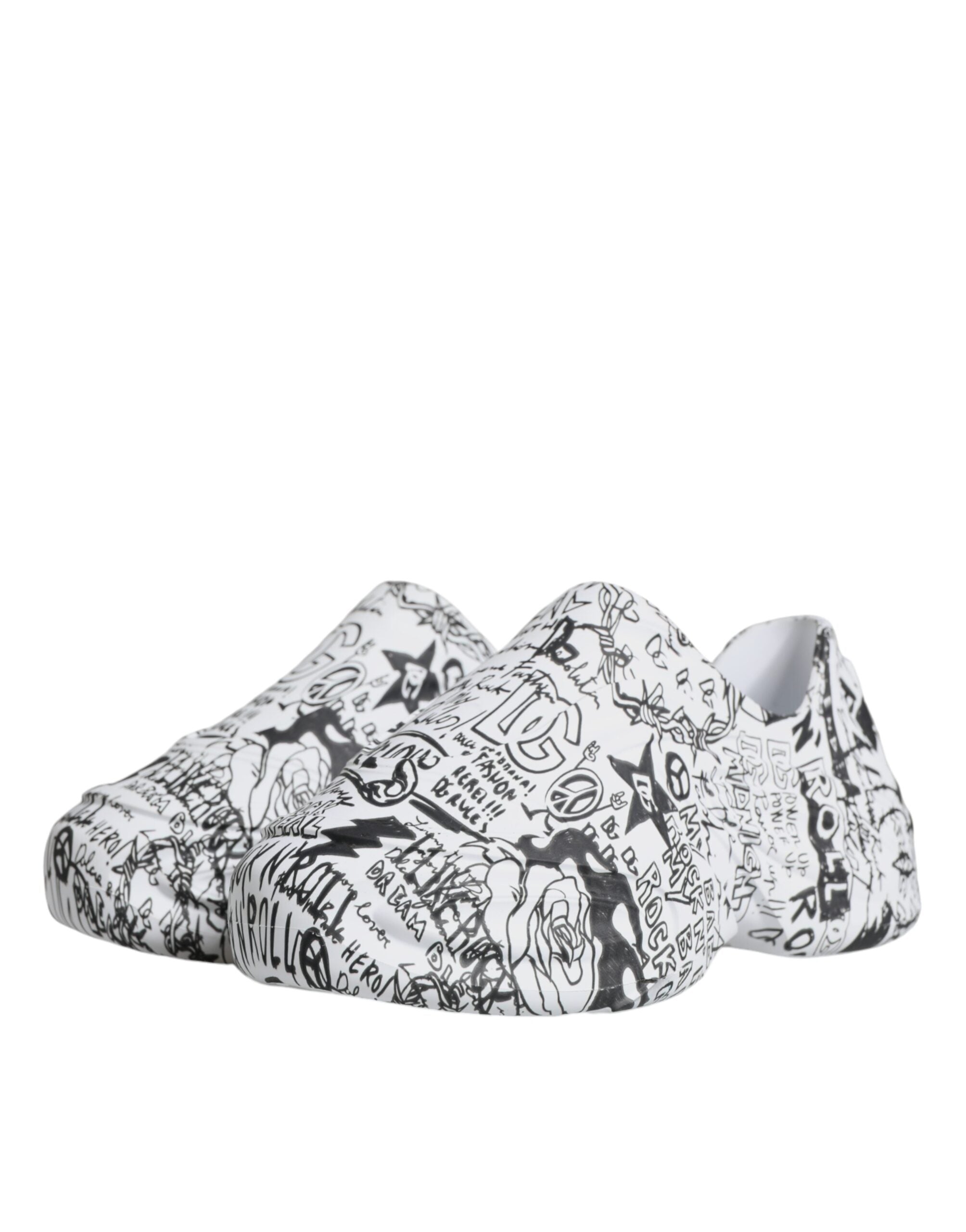 Dolce & Gabbana White Black Graffiti Daymaster Sneakers Shoes-4