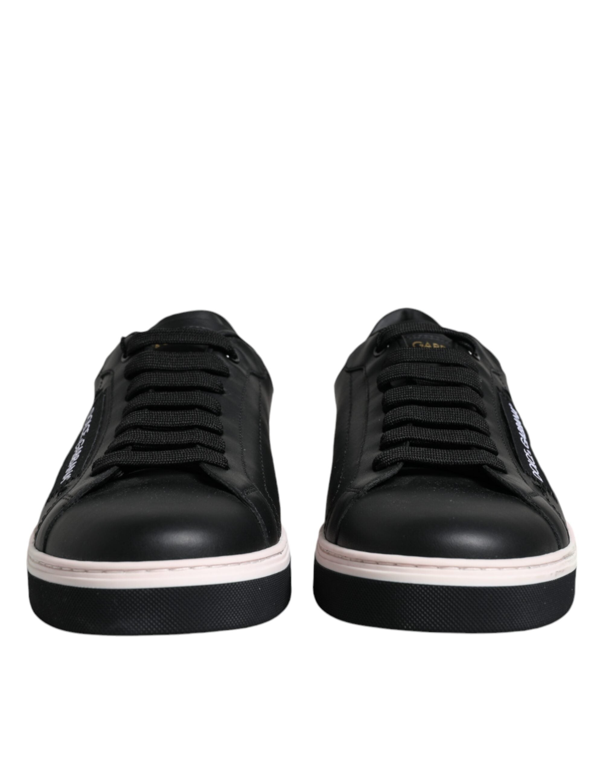 Dolce & Gabbana Schwarz Leder Low Top Männer Turnschuhe Schuhe-2