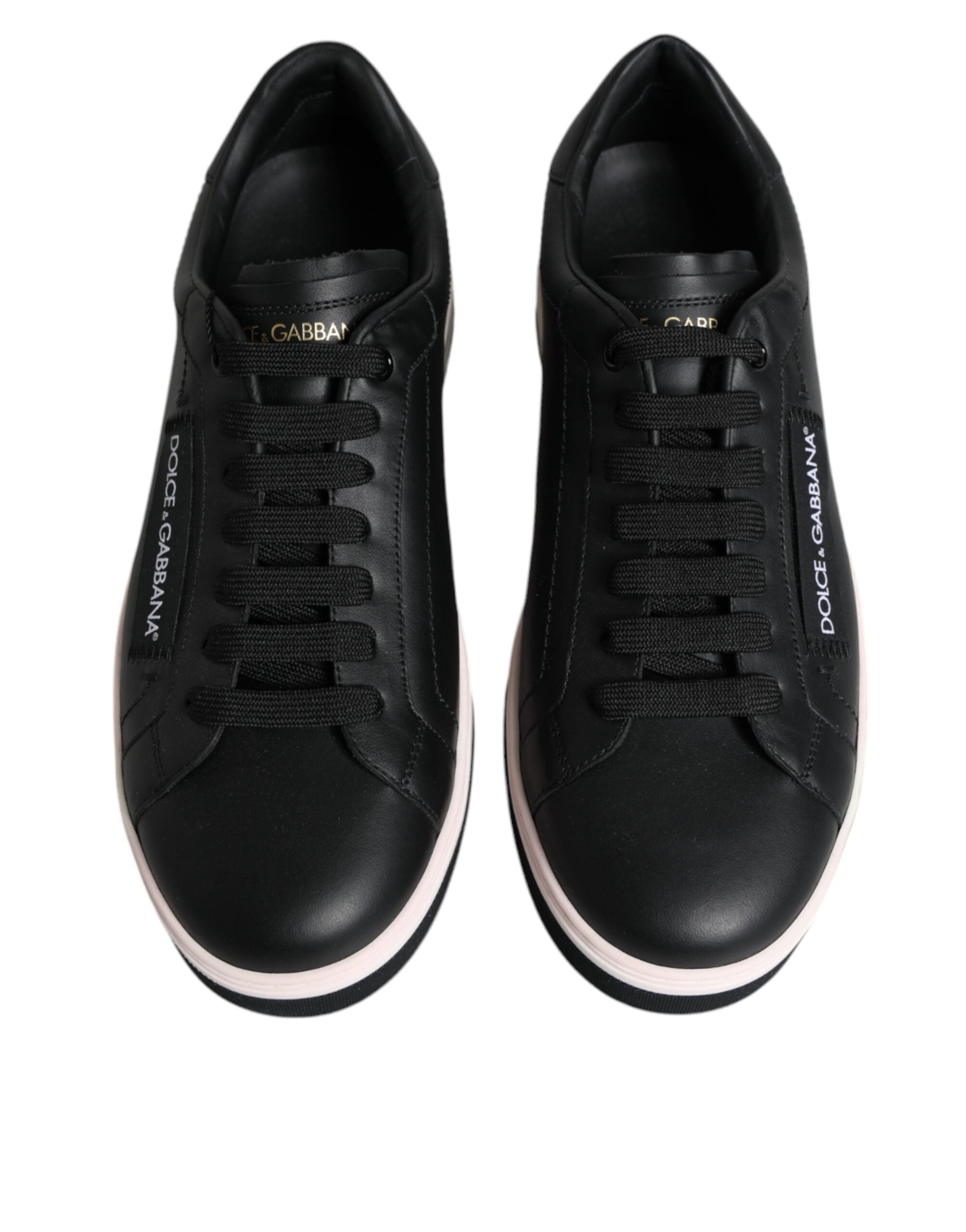 Dolce & Gabbana Schwarz Leder Low Top Männer Turnschuhe Schuhe-3