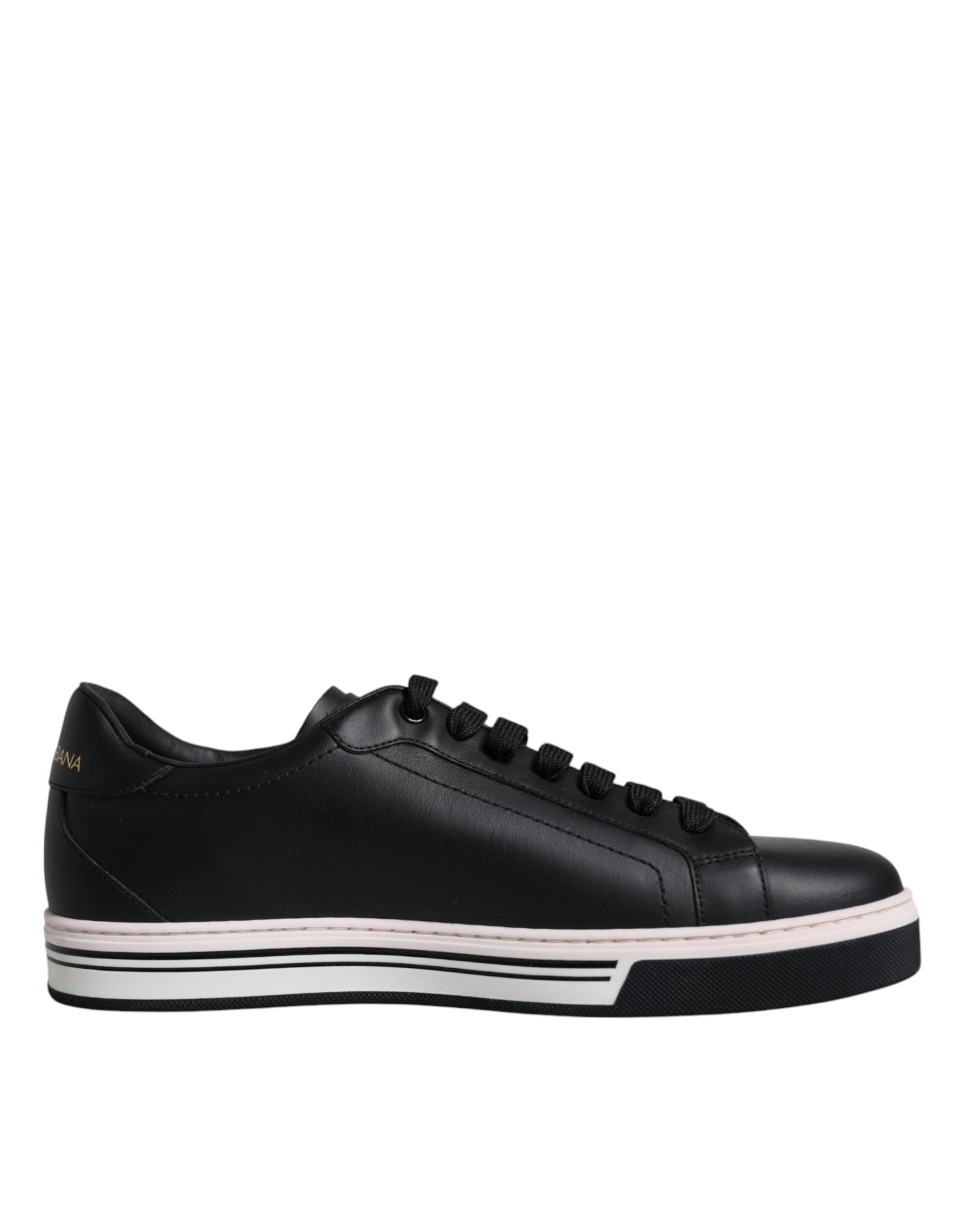 Dolce & Gabbana Schwarz Leder Low Top Männer Turnschuhe Schuhe-1