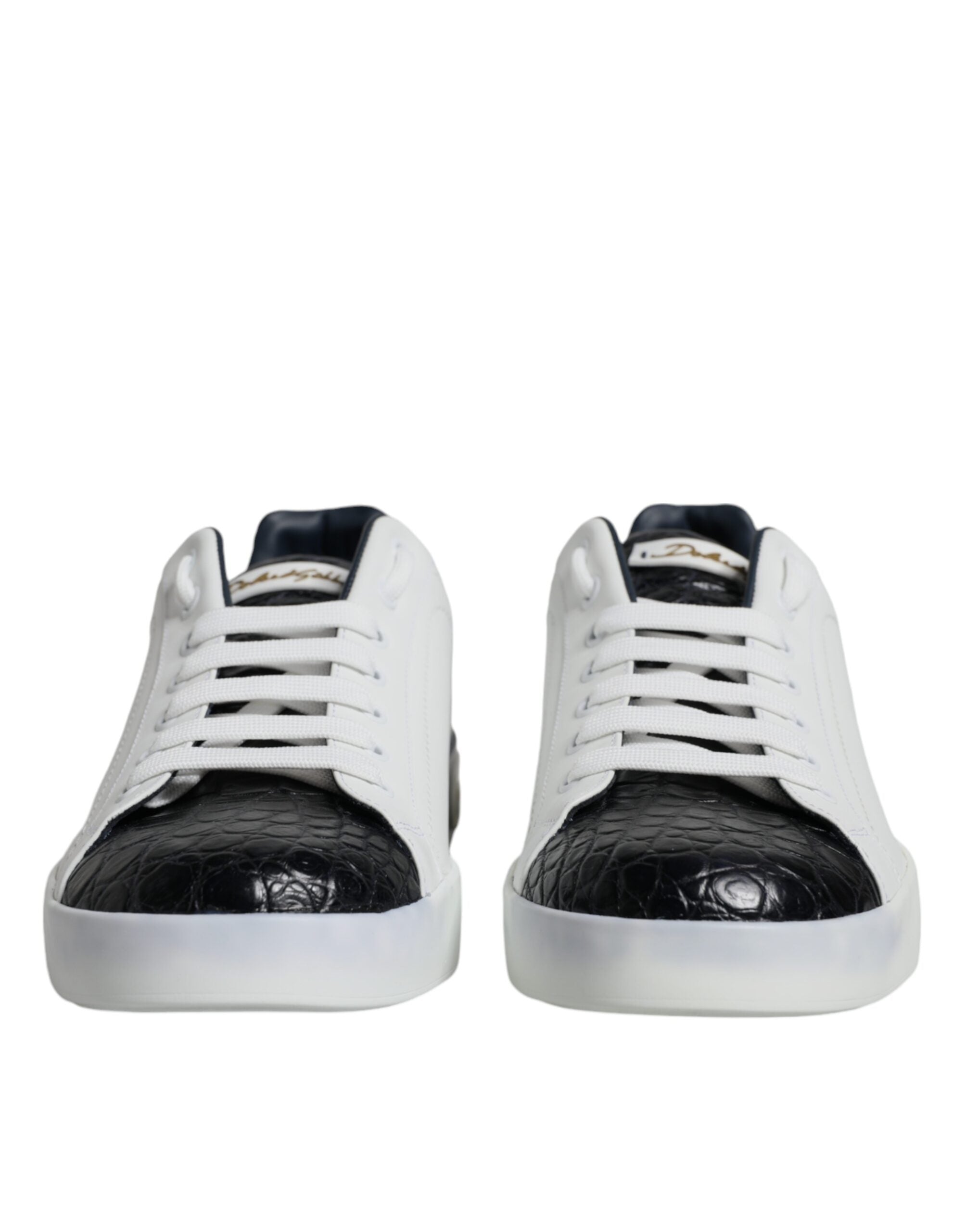 Dolce & Gabbana Weißes Leder Logo Portofino Sneaker Schuhe-2