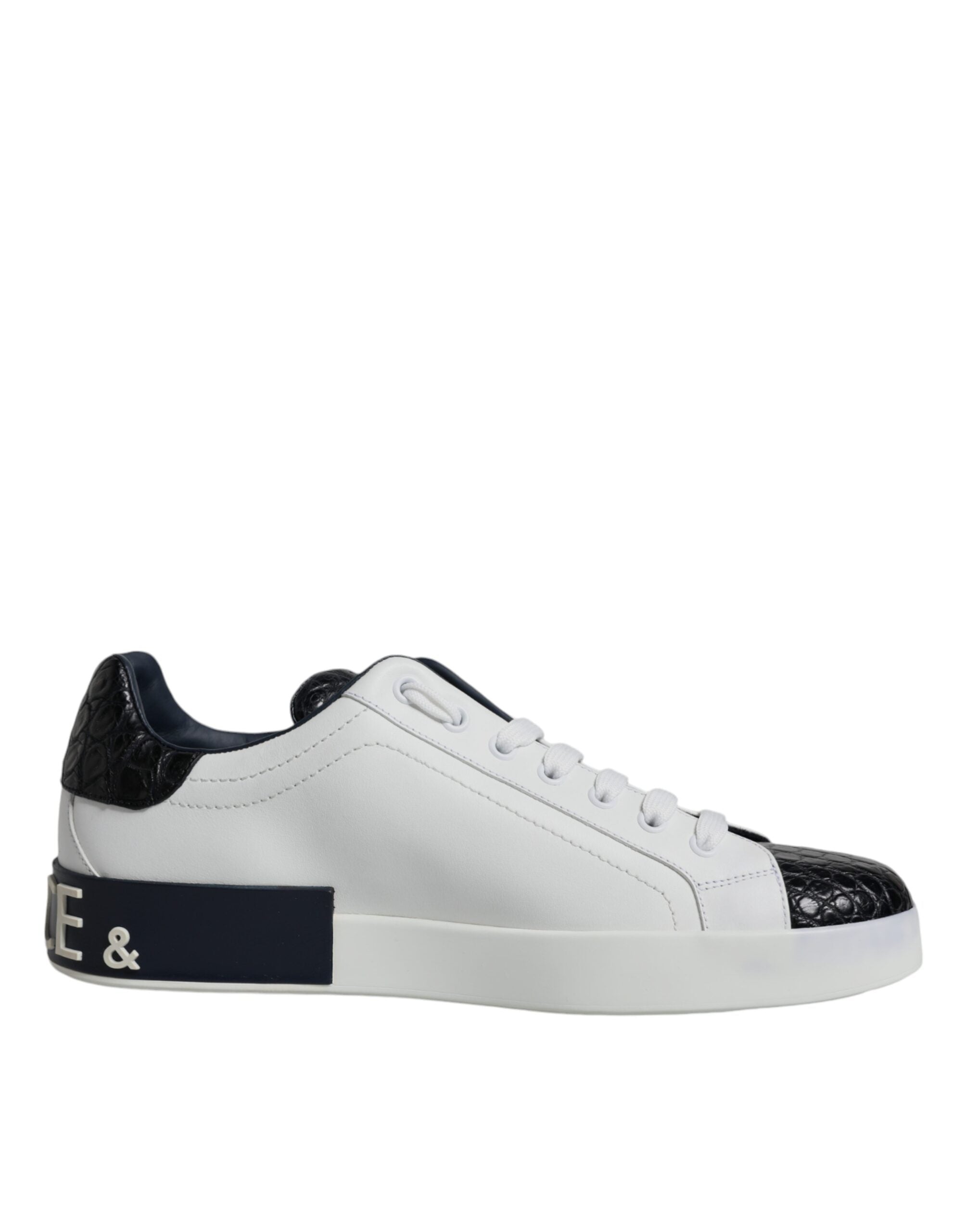 Dolce & Gabbana White Leather Logo Portofino Sneakers Shoes