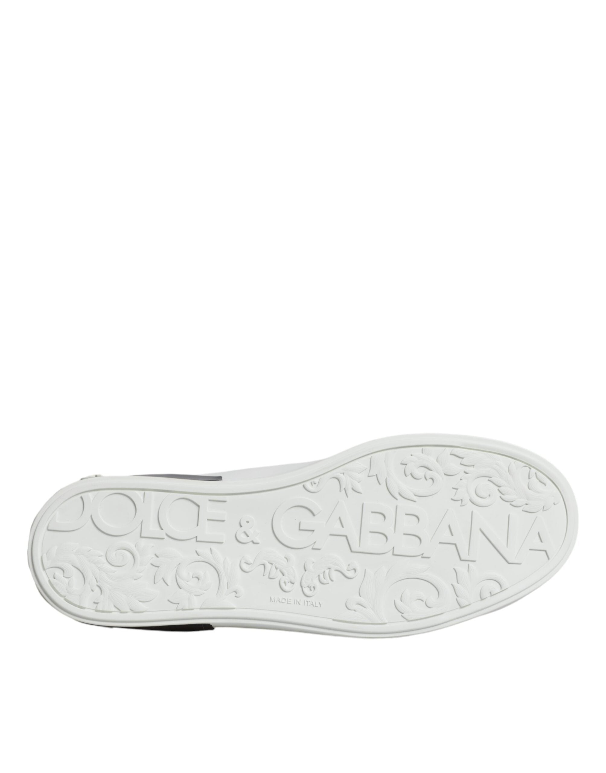 Dolce & Gabbana Weißes Leder Logo Portofino Sneaker Schuhe-8