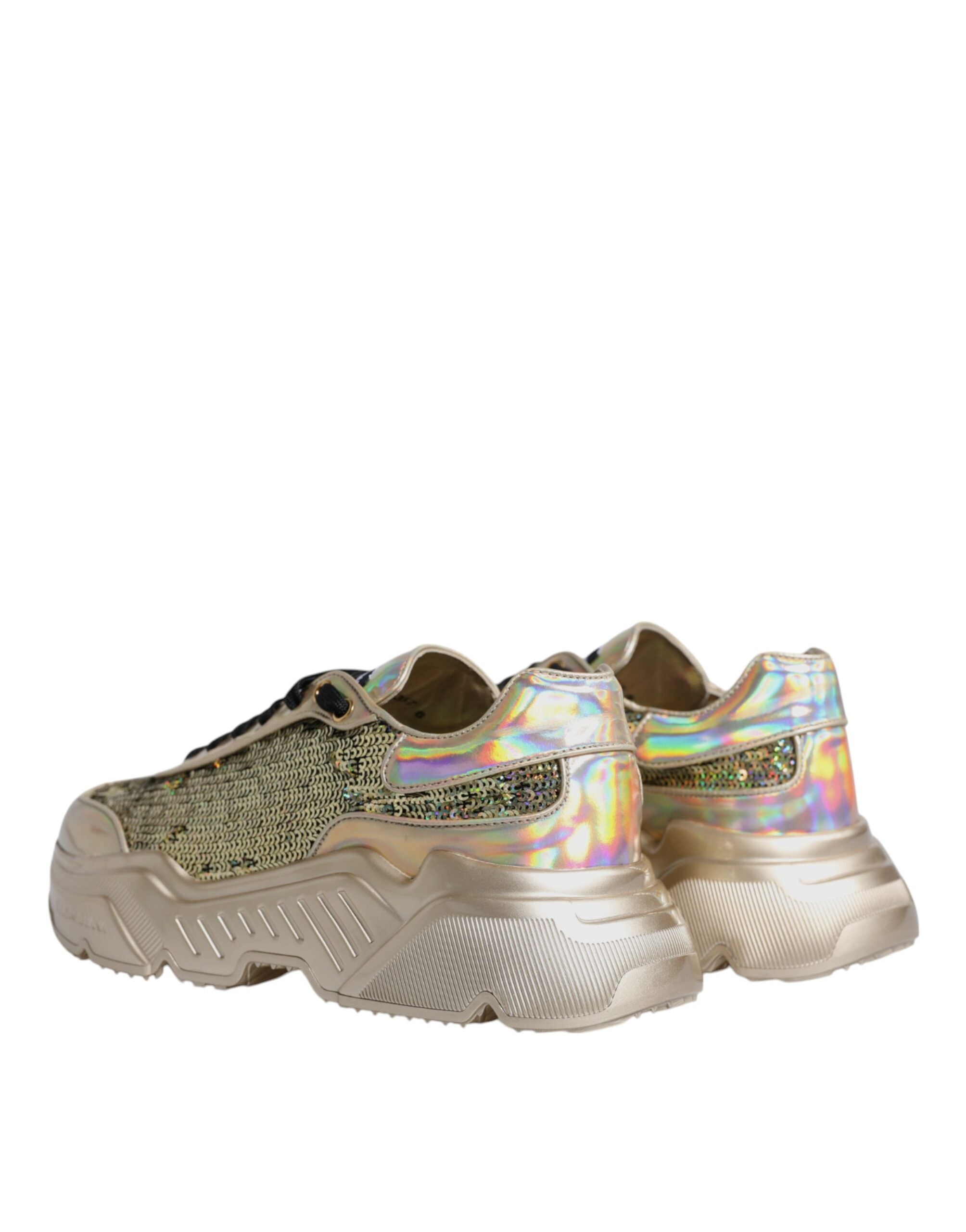 Dolce & Gabbana Gold Pailletten Iridiscent Daymaster Turnschuhe Schuhe-5