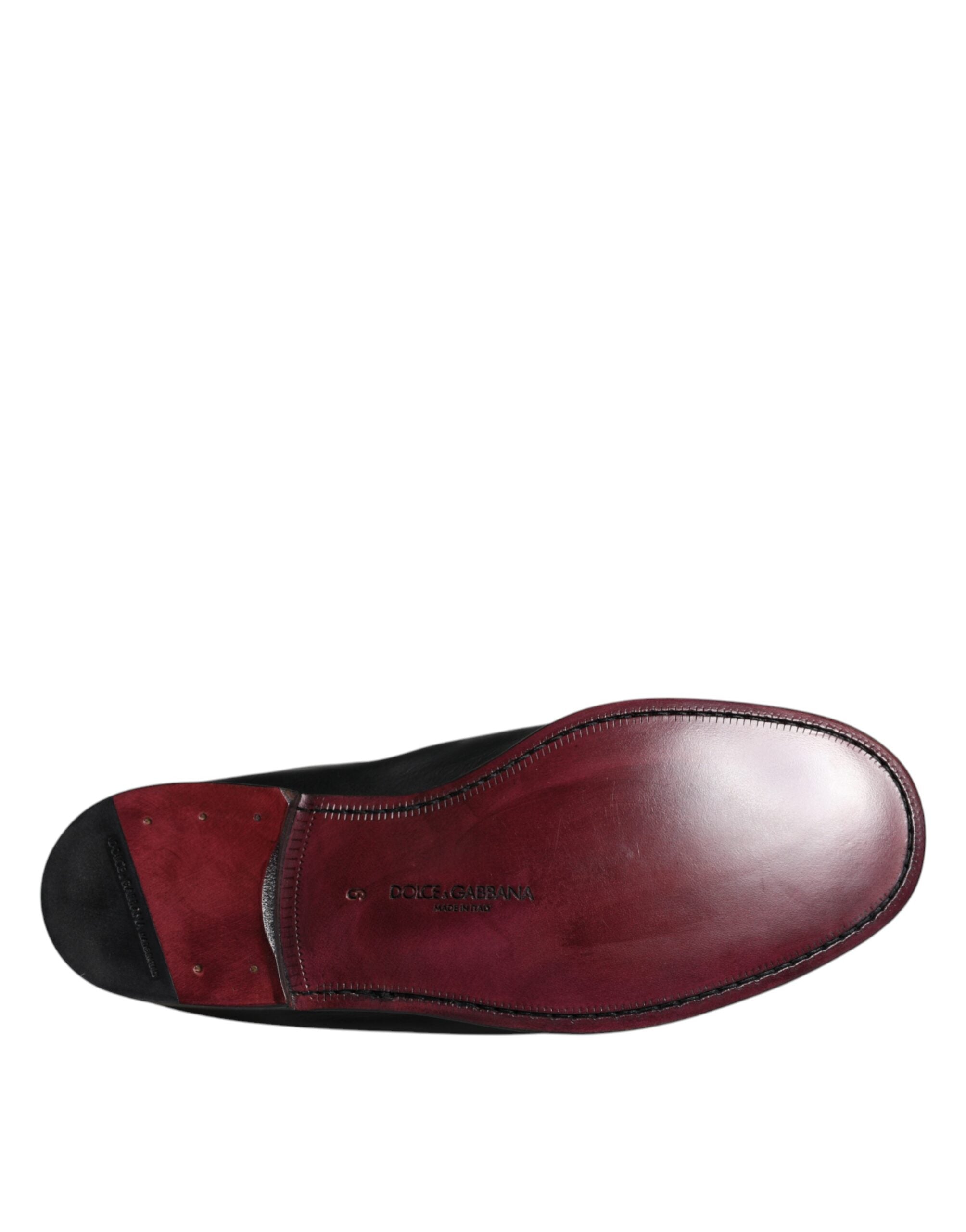 Dolce & Gabbana Schwarzes Logo besticktes Leder Loafer Männer Kleid Schuhe-8