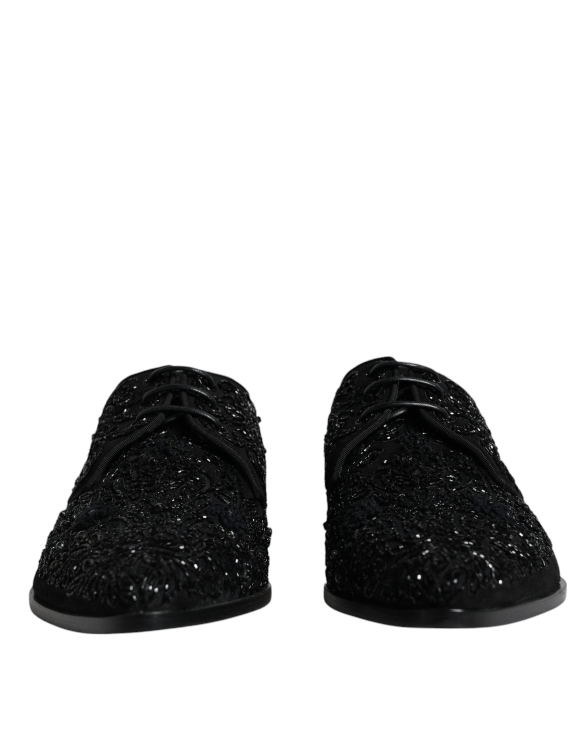 Zapatos Derby de ante negro con adornos de Dolce & Gabbana-2