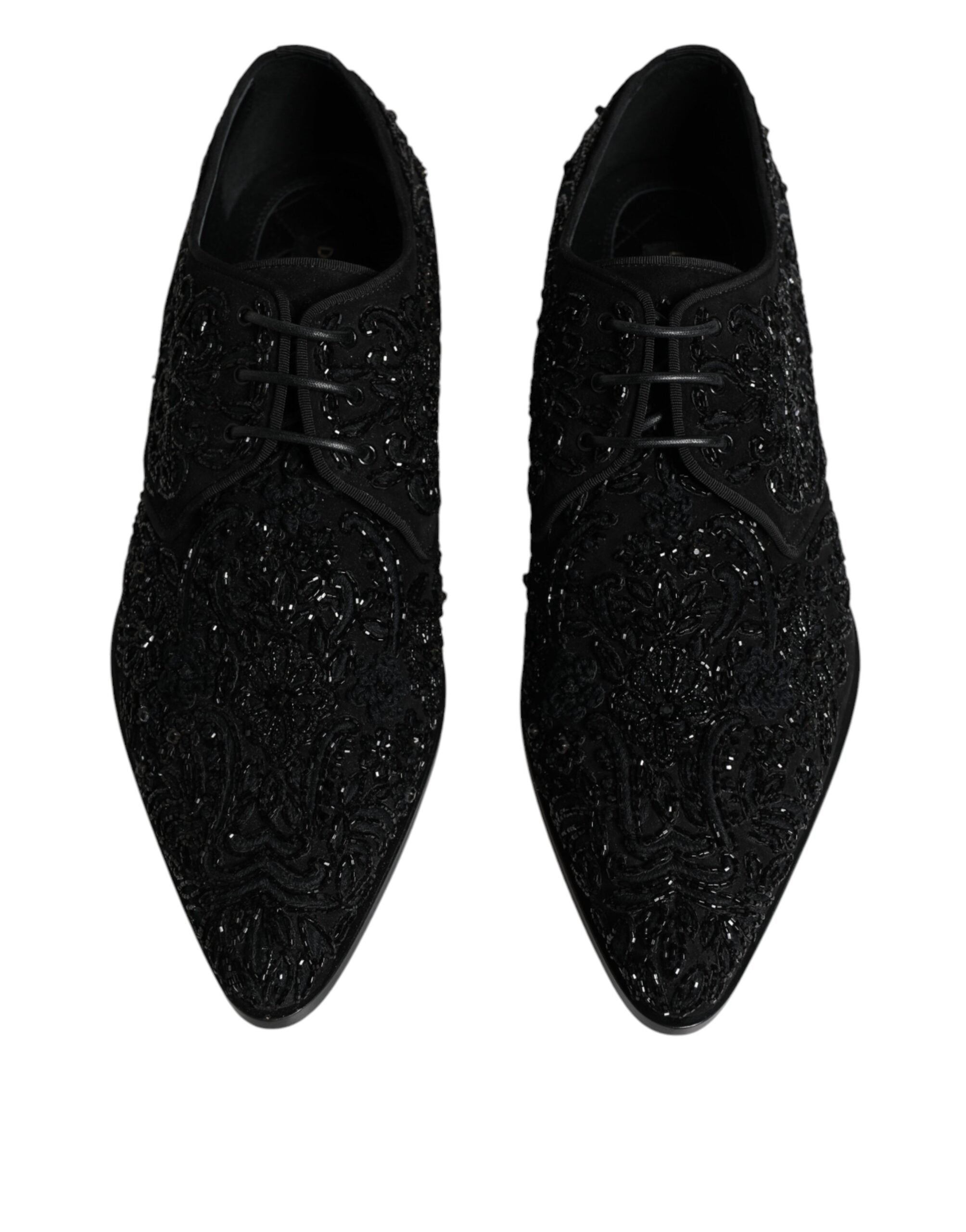 Zapatos Derby de ante negro con adornos de Dolce & Gabbana-3