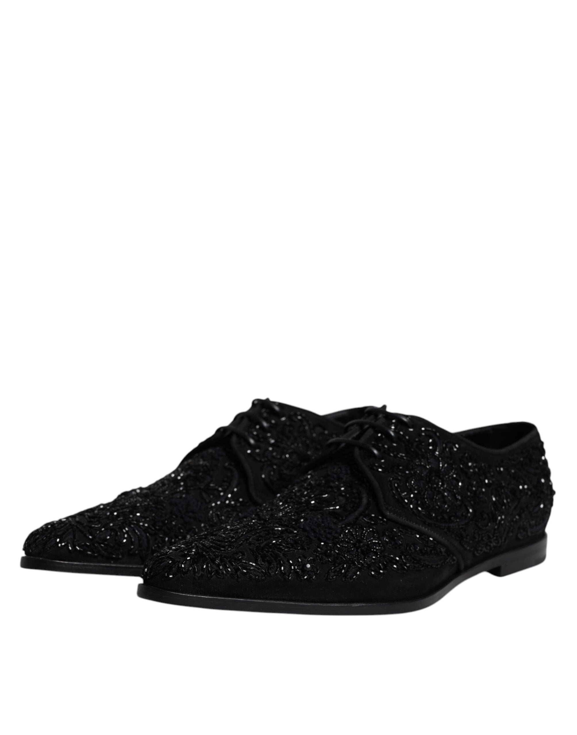 Zapatos Derby de ante negro con adornos de Dolce & Gabbana-4