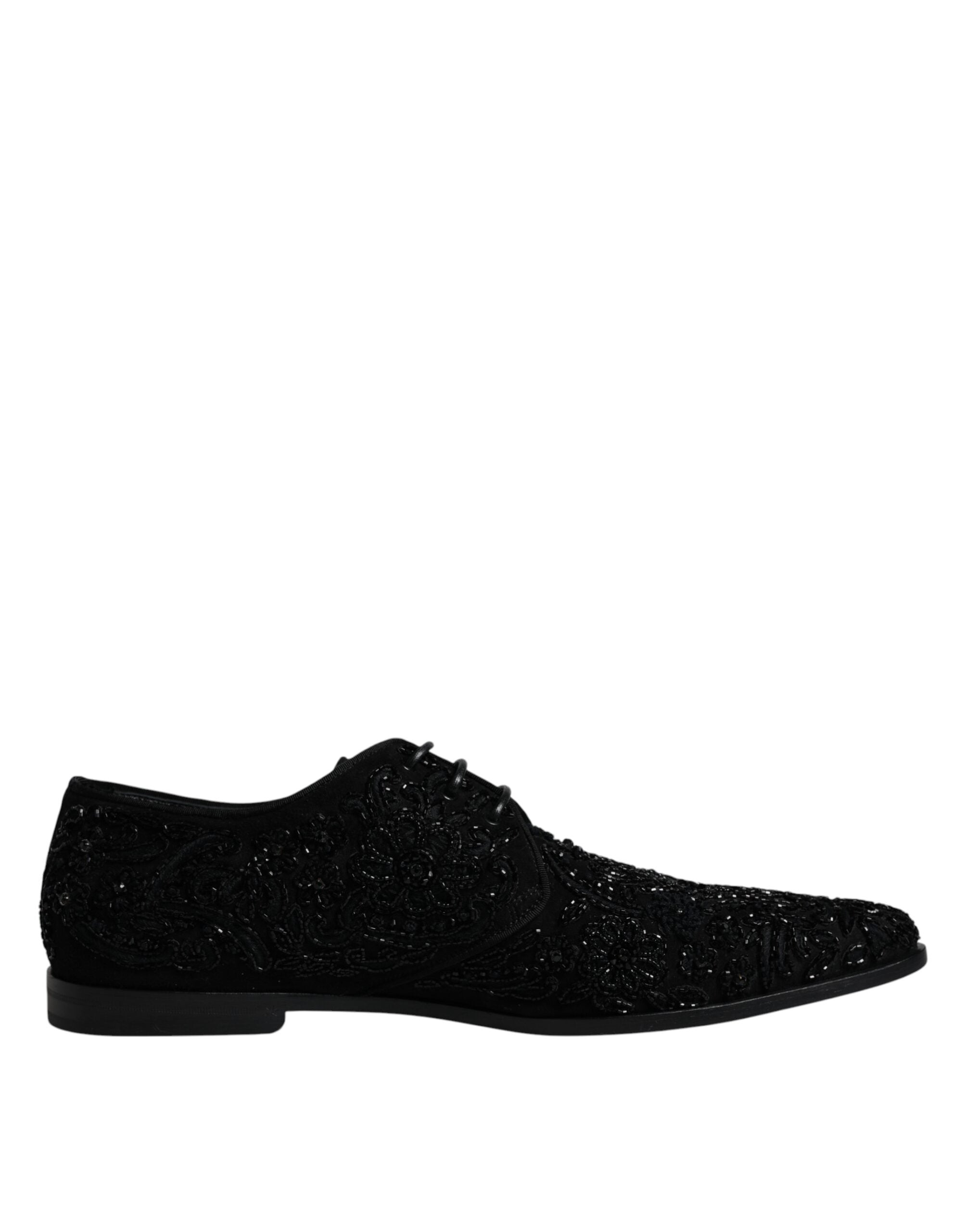 Zapatos Derby de ante negro con adornos de Dolce & Gabbana-7
