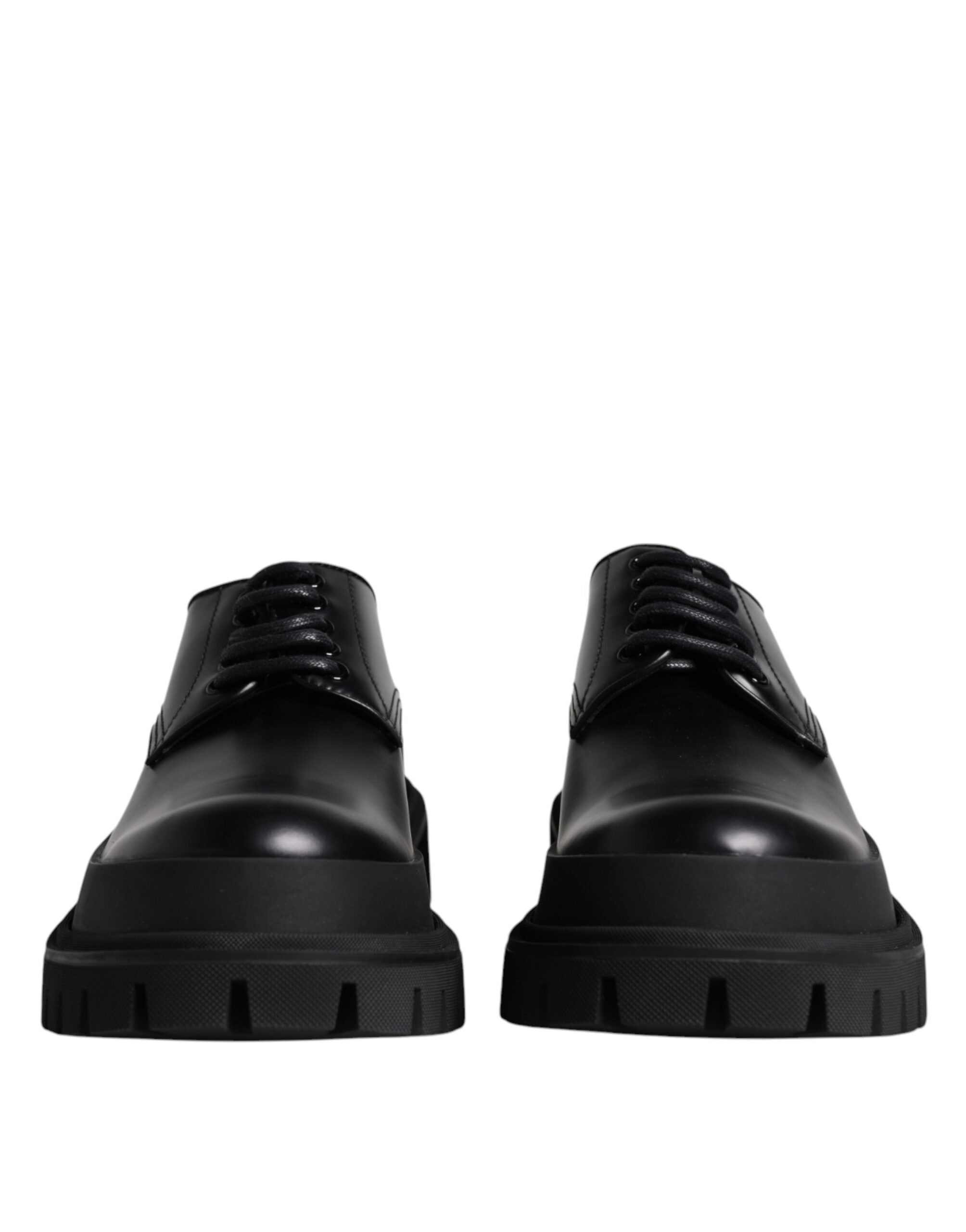Dolce & Gabbana Schwarze Leder-Schnürschuhe für Trekking-Anzüge-2