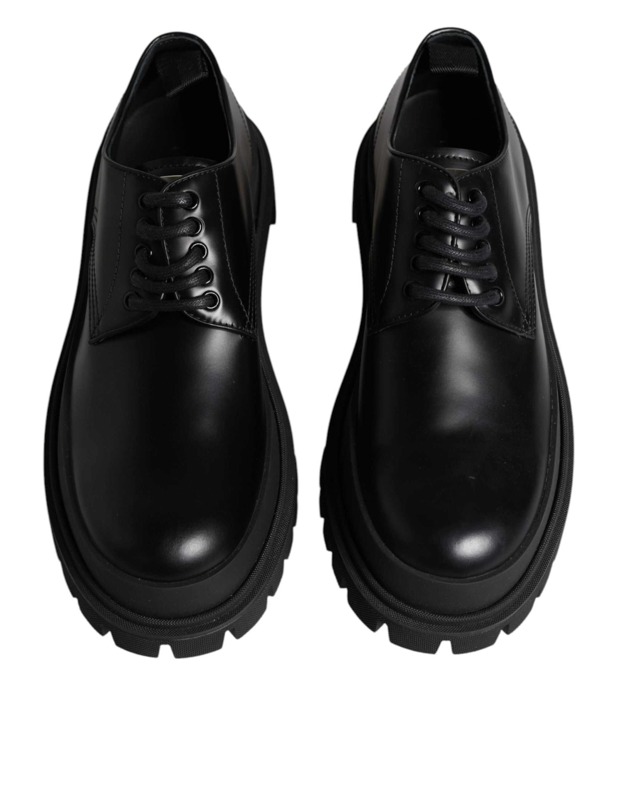 Dolce & Gabbana Schwarze Leder-Schnürschuhe für Trekking-Anzüge-3