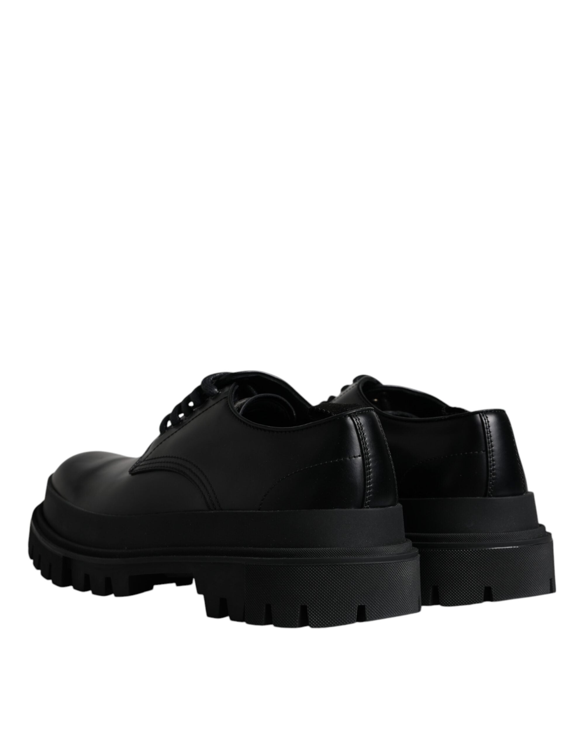 Dolce & Gabbana Schwarze Leder-Schnürschuhe für Trekking-Anzüge-5