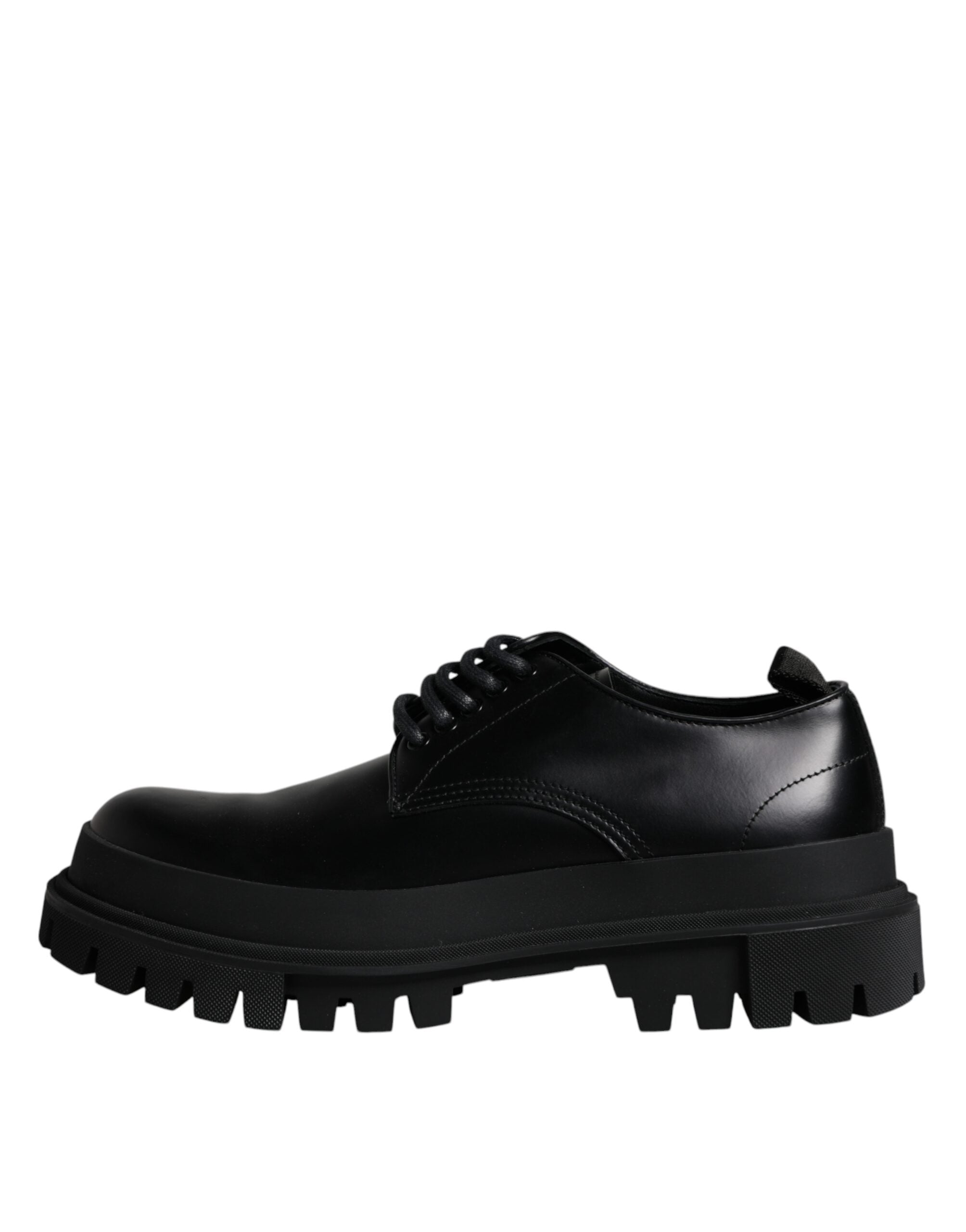 Dolce & Gabbana Schwarze Leder-Schnürschuhe für Trekking-Anzüge-6