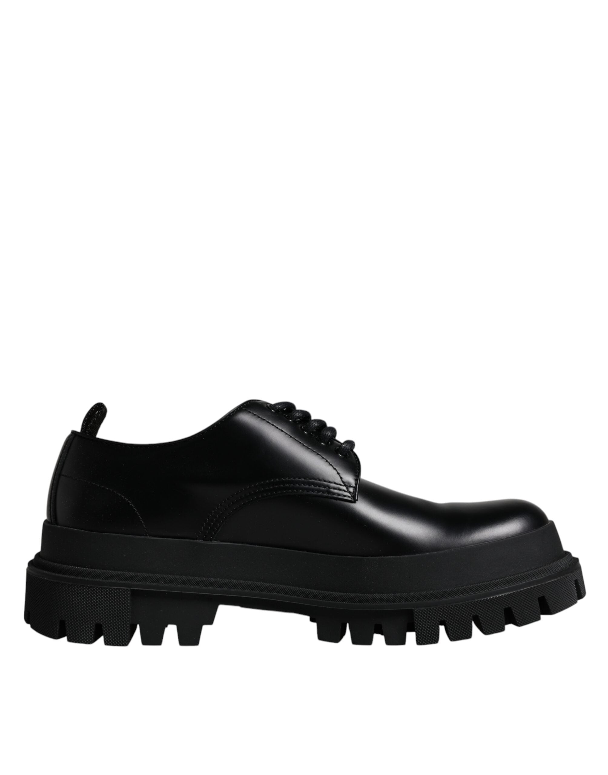 Dolce & Gabbana Schwarze Leder-Schnürschuhe für Trekking-Anzüge-1