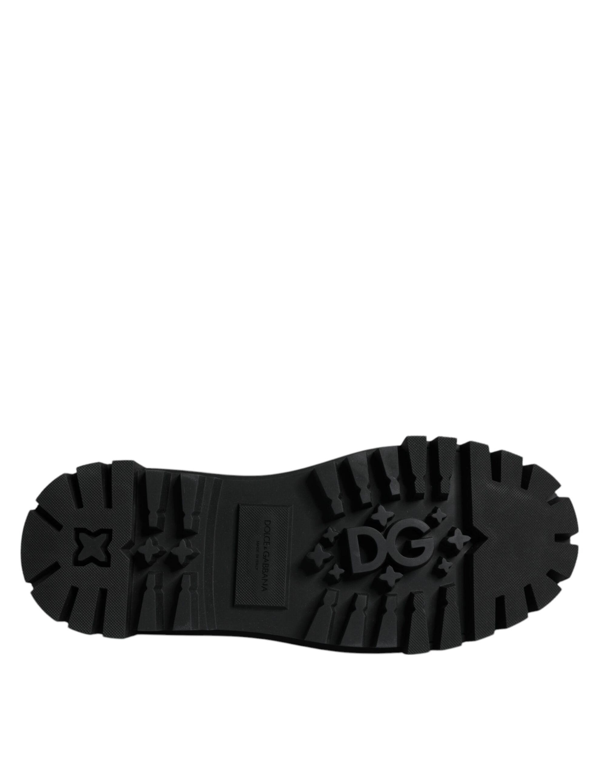 Dolce & Gabbana Schwarze Leder-Schnürschuhe für Trekking-Anzüge-8