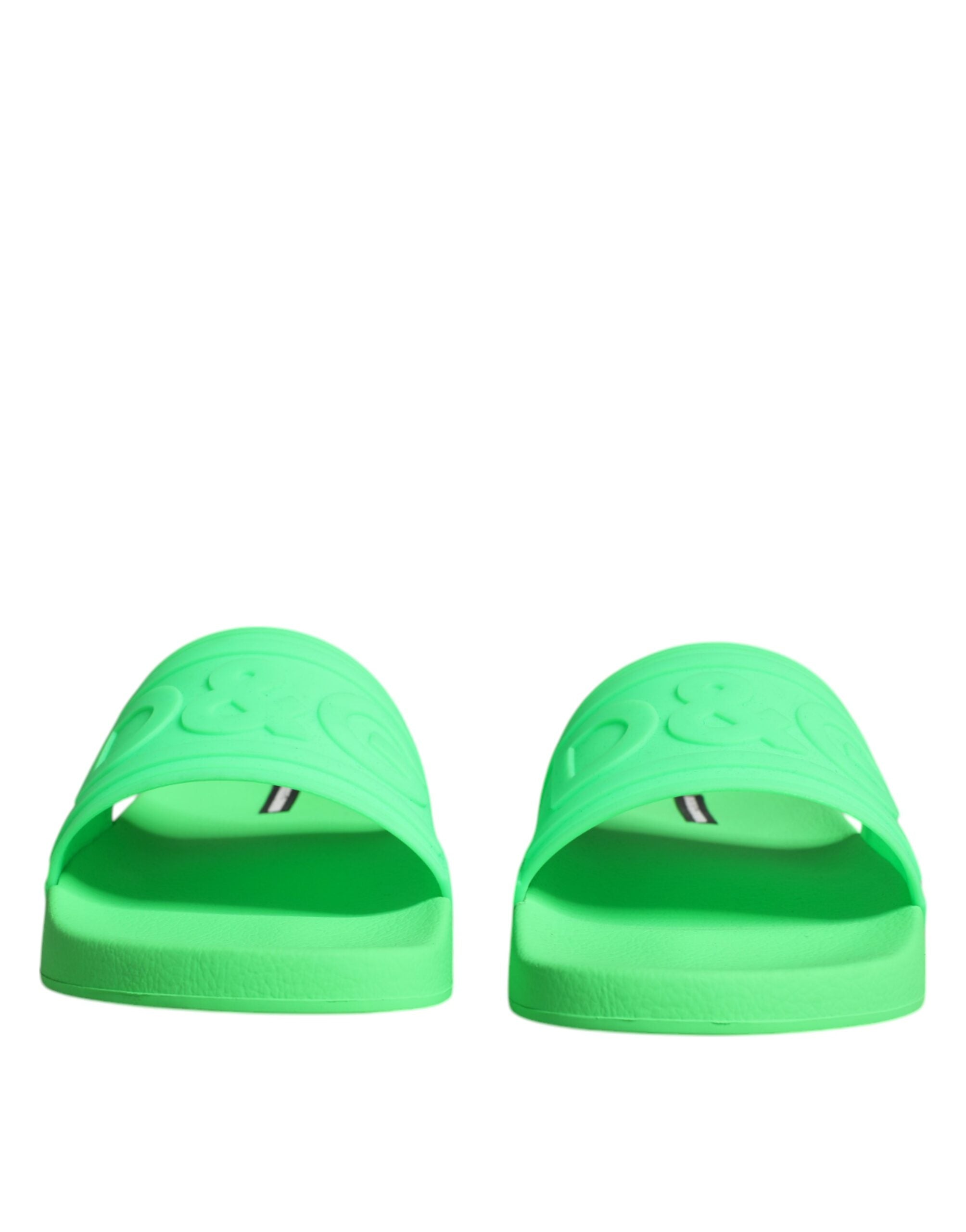 Dolce & Gabbana Green Leather Mules Sandals Beachwear Shoes-2